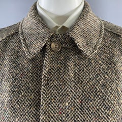 RALPH LAUREN Size 44 Tan Black Wool Hidden Placket Coat
