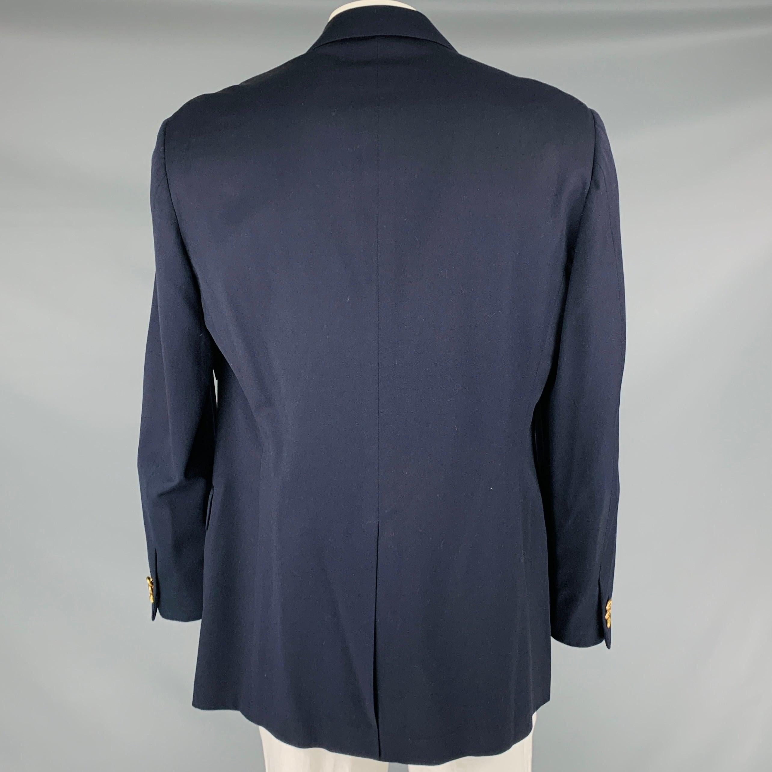 RALPH LAUREN Size 46 Navy Wool Notch Lapel Sport Coat In Good Condition For Sale In San Francisco, CA