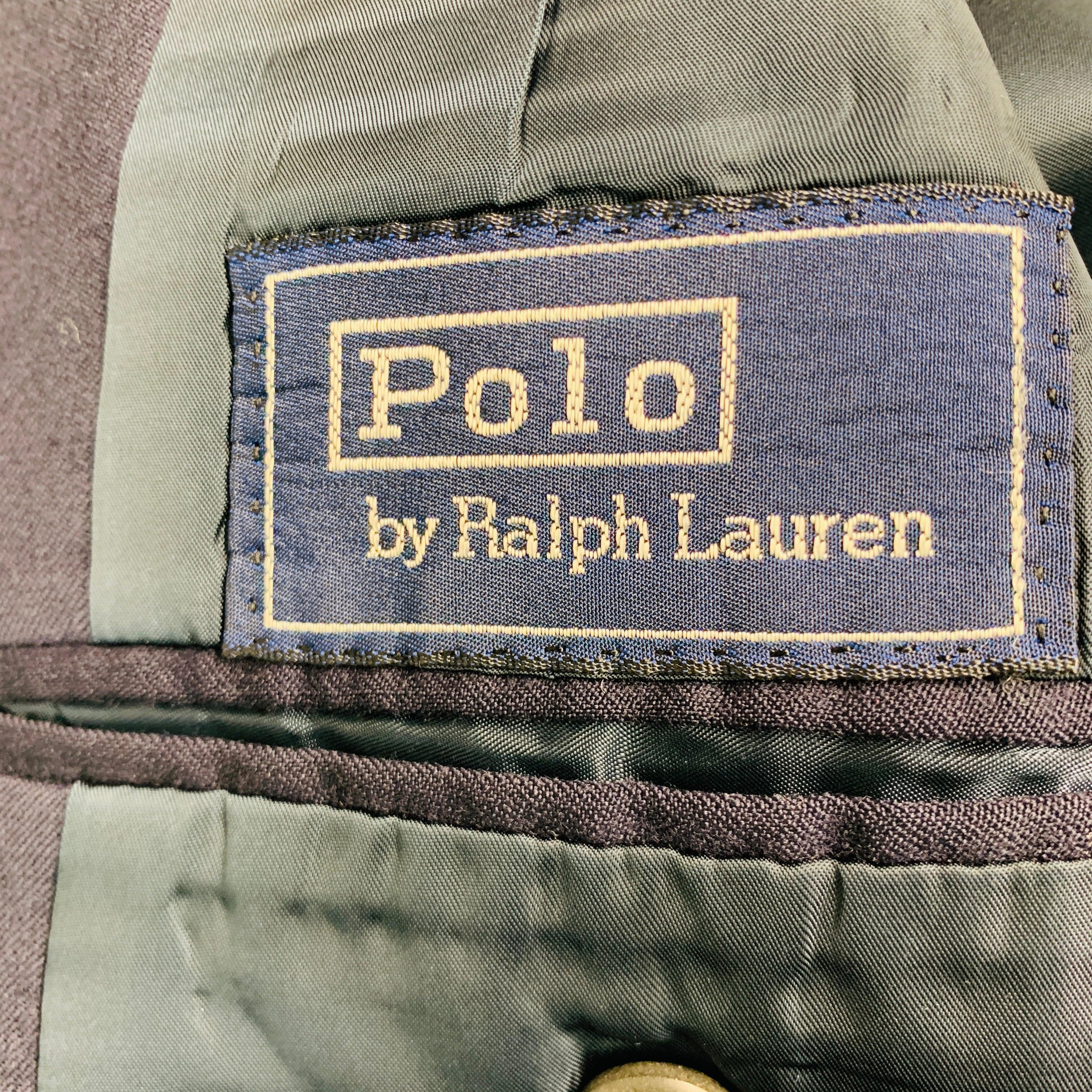 RALPH LAUREN Size 46 Navy Wool Notch Lapel Sport Coat For Sale 3
