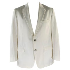 RALPH LAUREN Talla 46 Chaquetón blanco de algodón con solapa de muesca