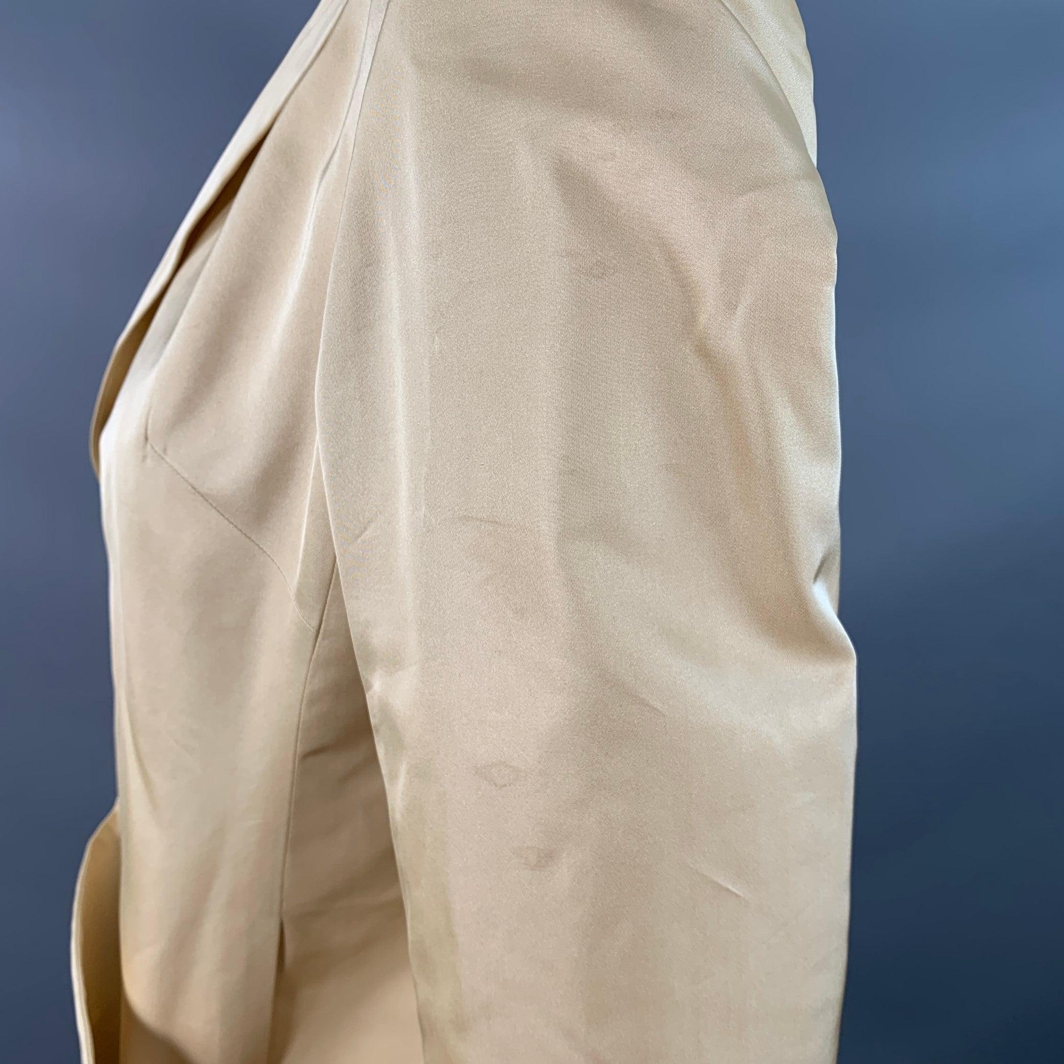 RALPH LAUREN Size 6 Beige Acetate Silk Notch Lapel Jacket Blazer en venta 1
