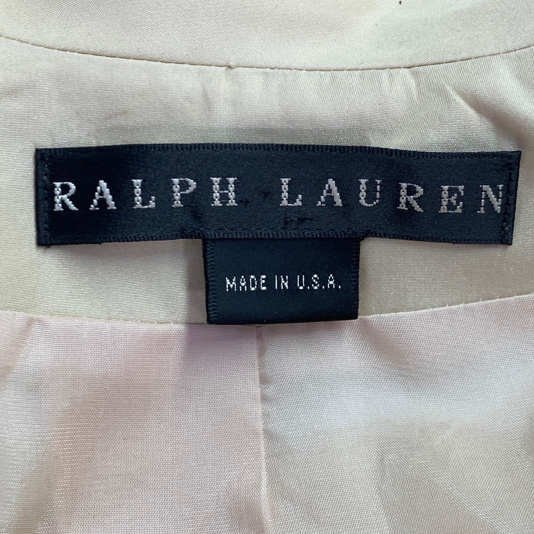 RALPH LAUREN Size 6 Beige Acetate Silk Notch Lapel Jacket Blazer en venta 3