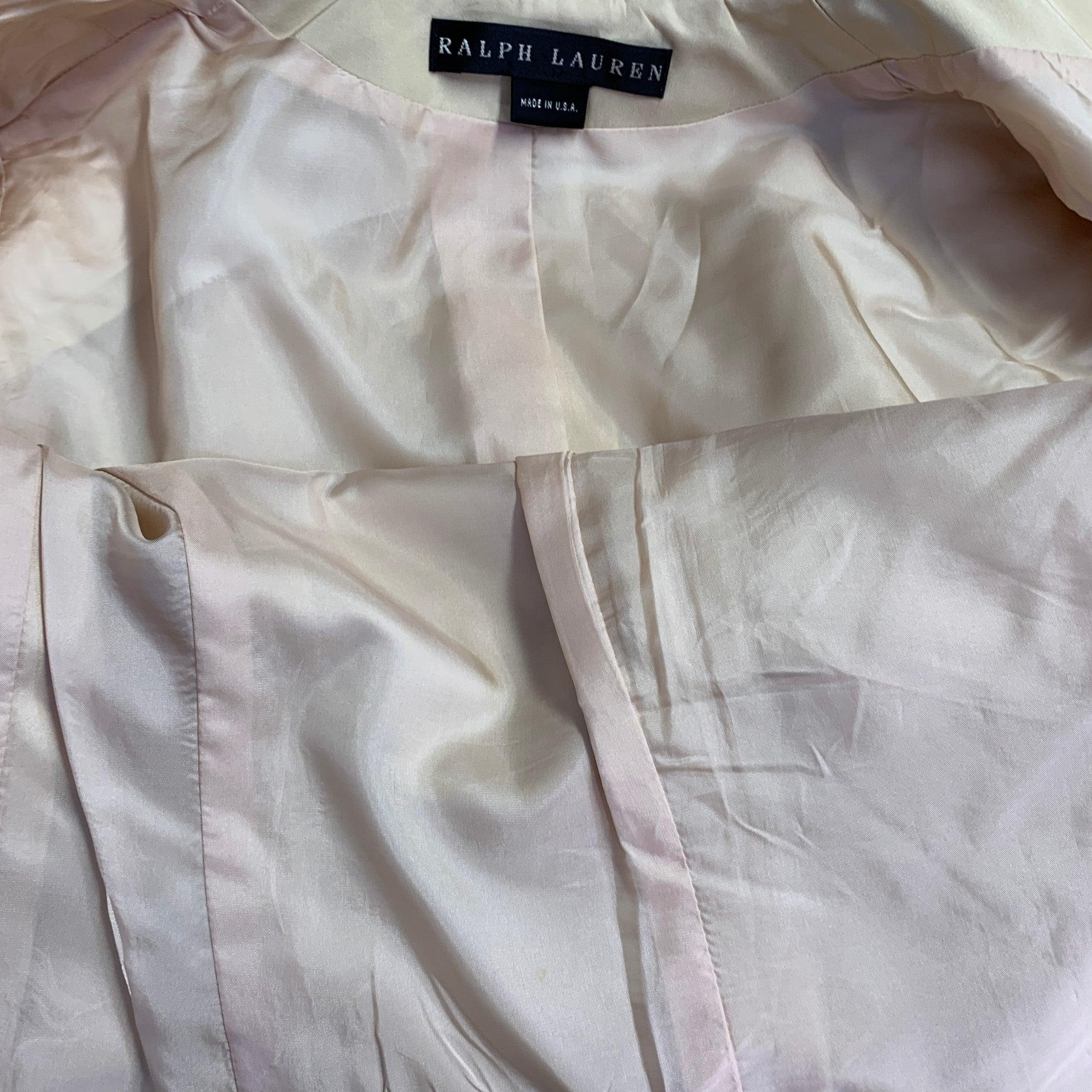 RALPH LAUREN Size 6 Beige Acetate Silk Notch Lapel Jacket Blazer en venta 4