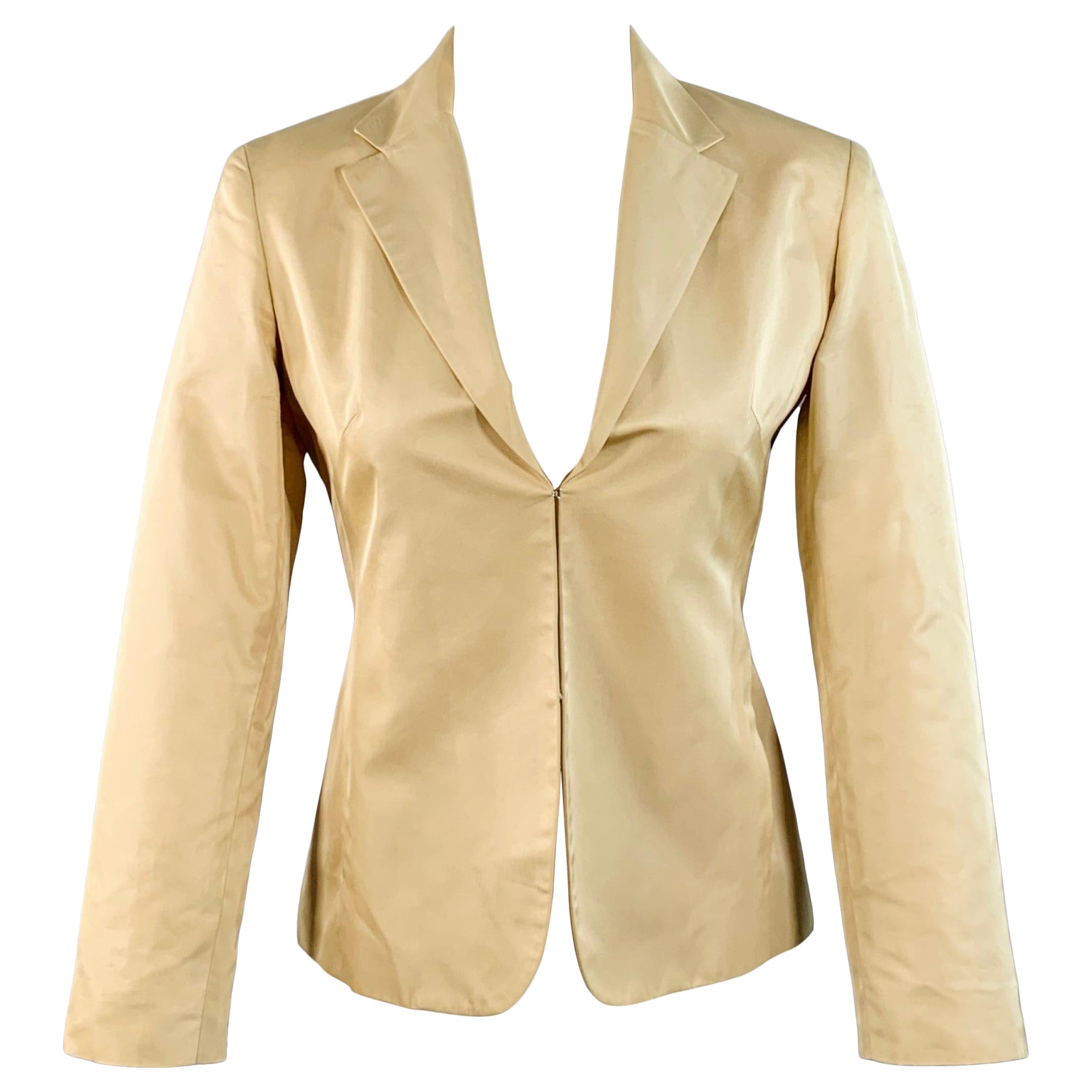 RALPH LAUREN Size 6 Beige Acetate Silk Notch Lapel Jacket Blazer