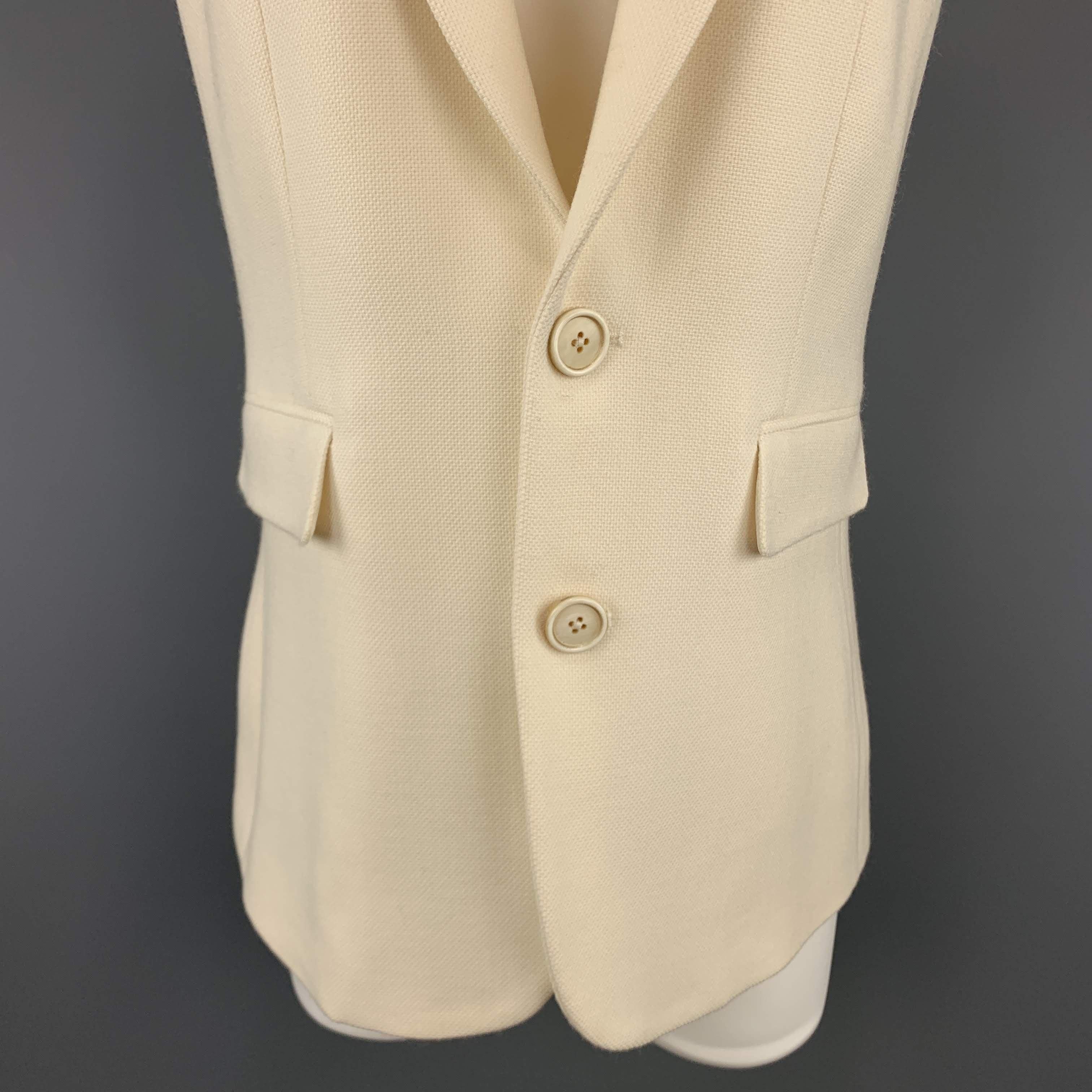 RALPH LAUREN Size 6 Beige Wool Sleeveless Blazer Jacket In Excellent Condition For Sale In San Francisco, CA
