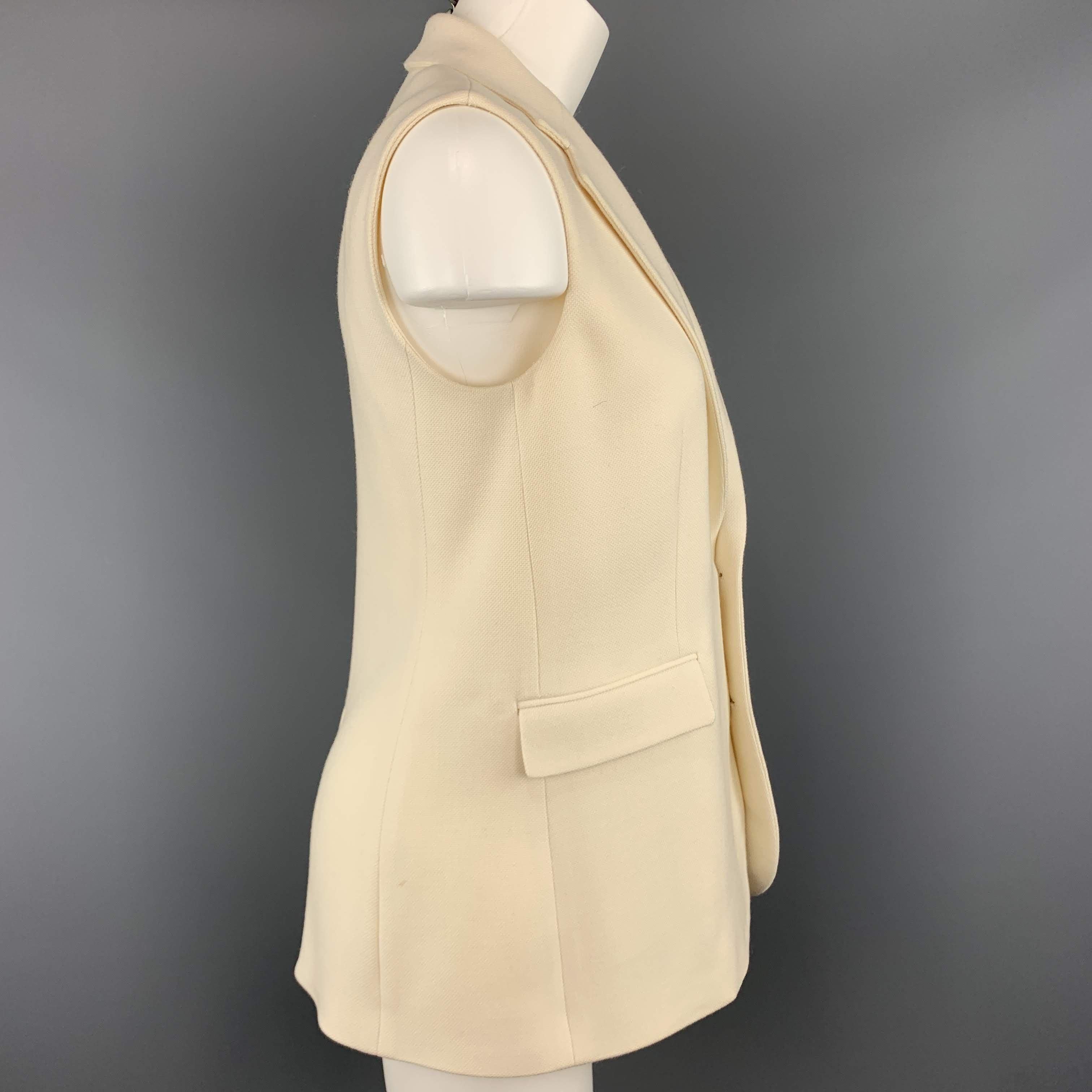 Women's RALPH LAUREN Size 6 Beige Wool Sleeveless Blazer Jacket For Sale