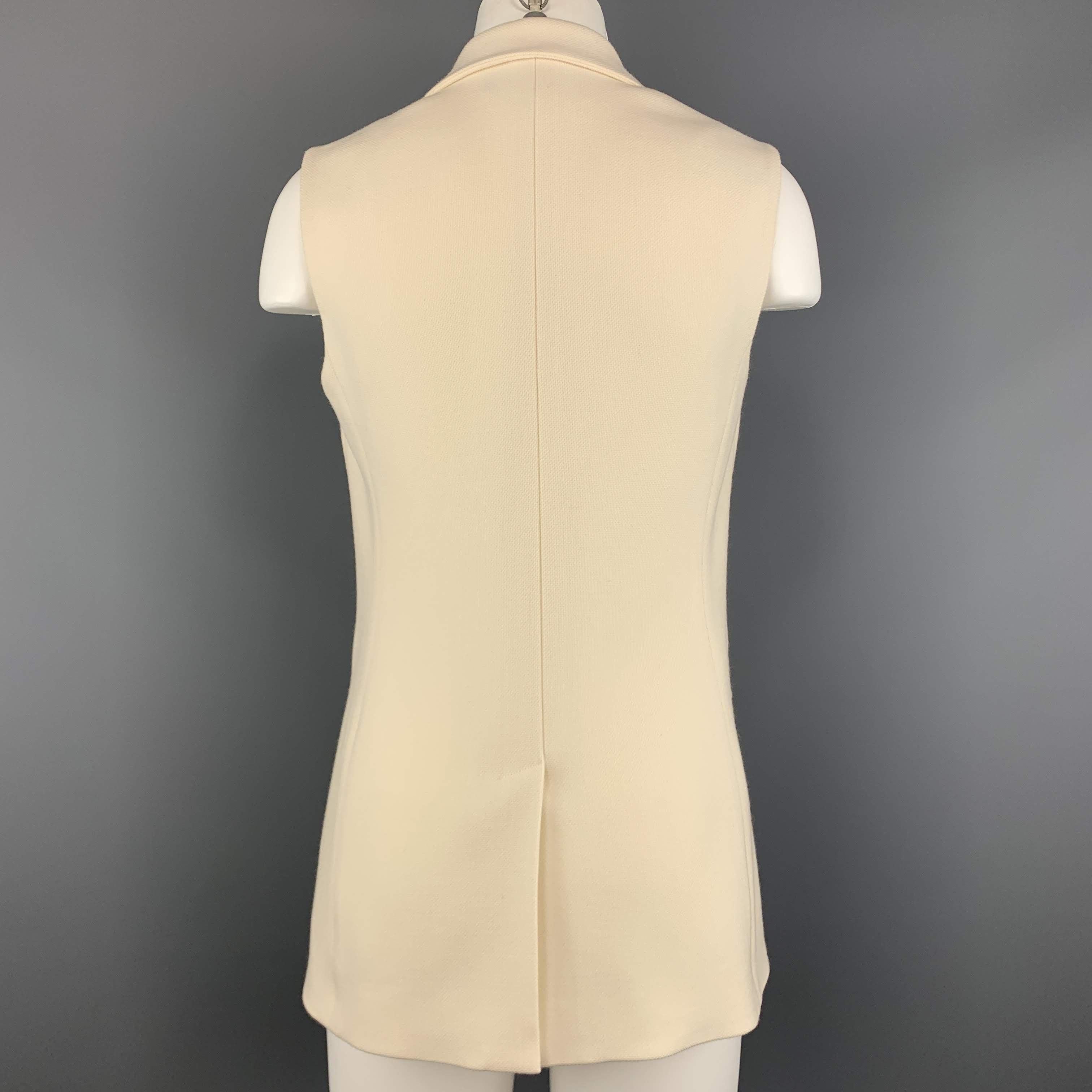 RALPH LAUREN Size 6 Beige Wool Sleeveless Blazer Jacket For Sale 1