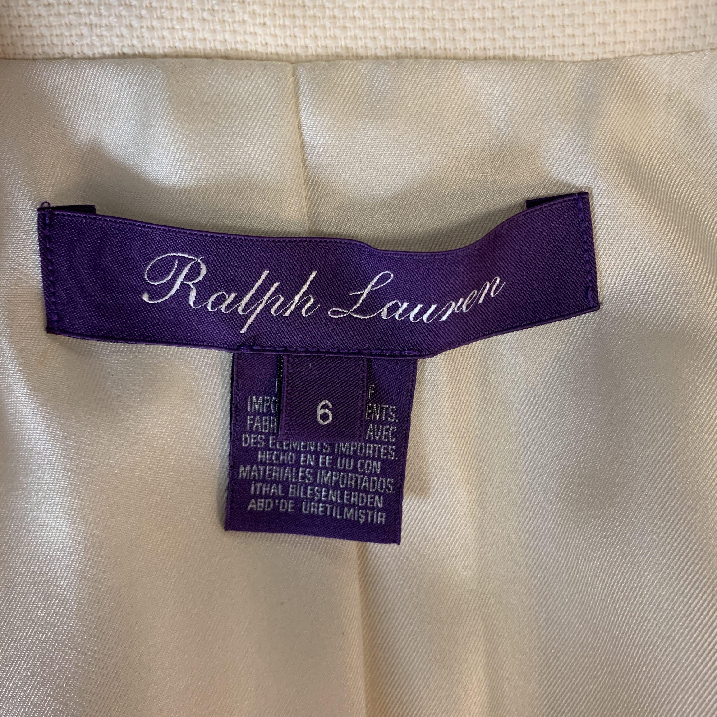 RALPH LAUREN Size 6 Beige Wool Sleeveless Blazer Jacket For Sale 2