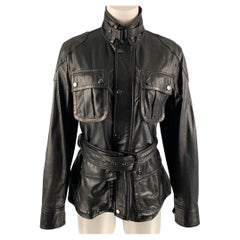 RALPH LAUREN Giacca Safari in pelle d'agnello traforata nera taglia 6