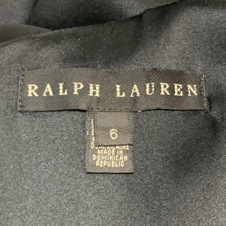 RALPH LAUREN Size 6 Black Stretch Wool Squared V Neck Shift Dress For Sale  at 1stDibs