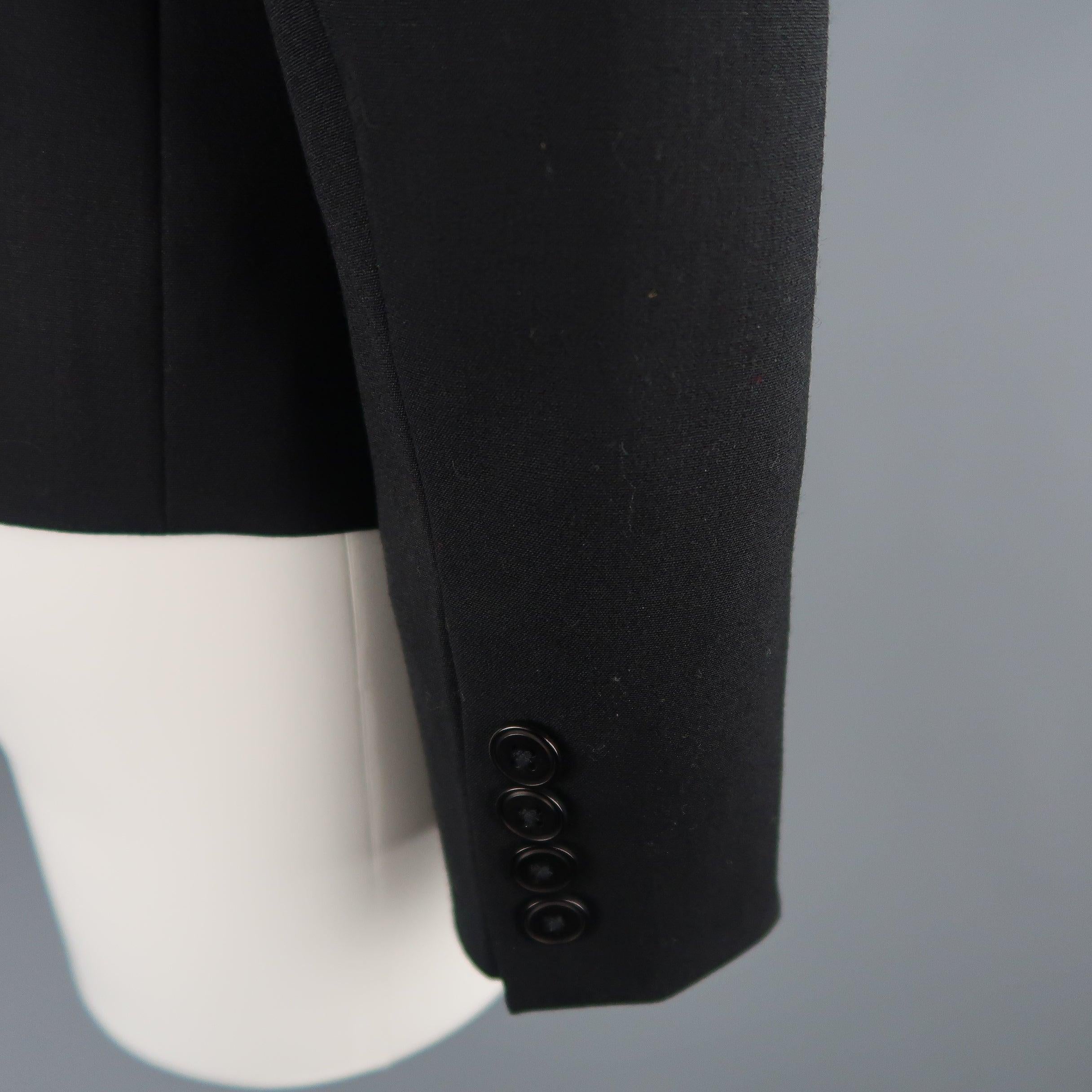 Women's RALPH LAUREN Size 6 Black Wool Stand Up Collar Jacket For Sale