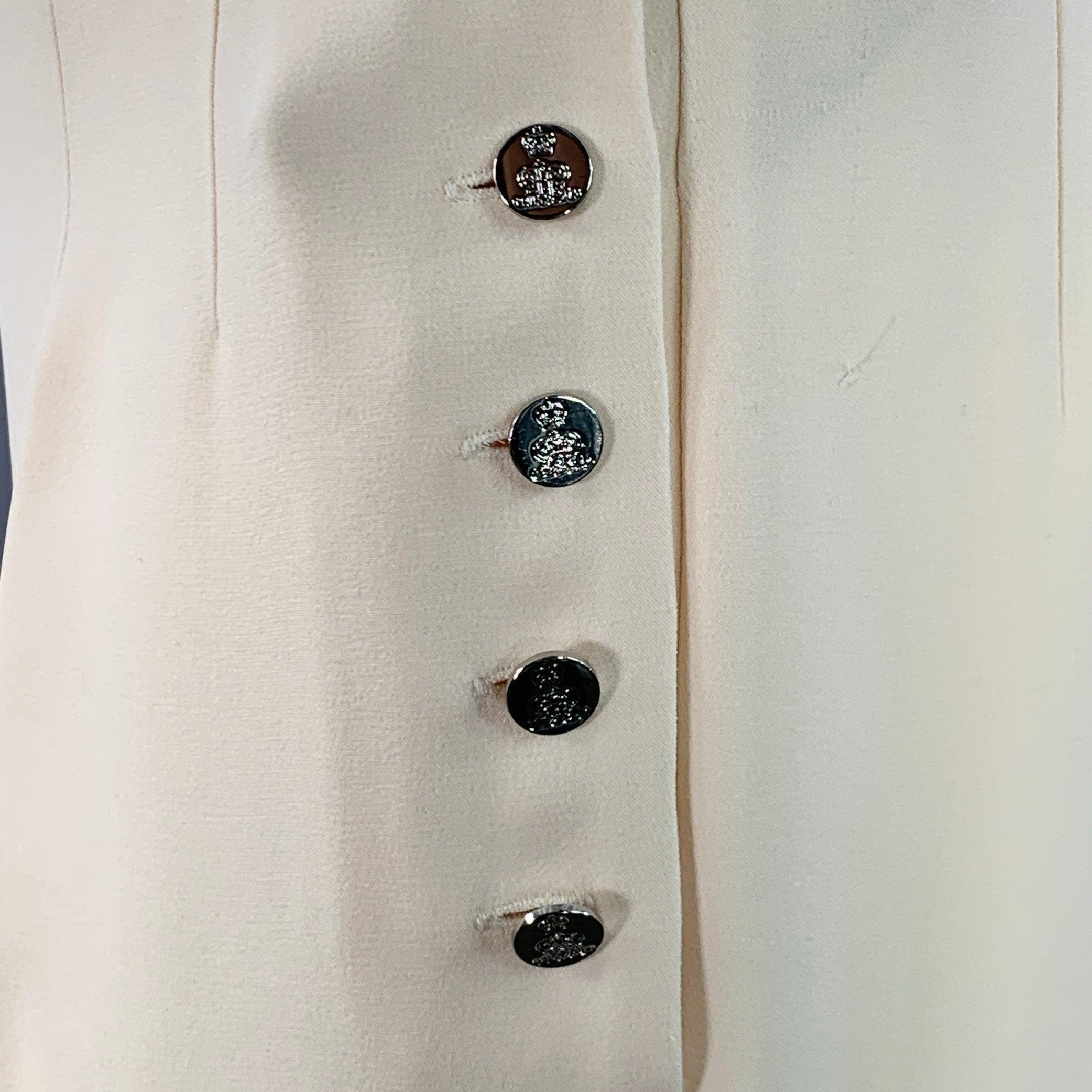 Women's RALPH LAUREN Size 6 Cream Silk Wide Leg Dress Pants For Sale