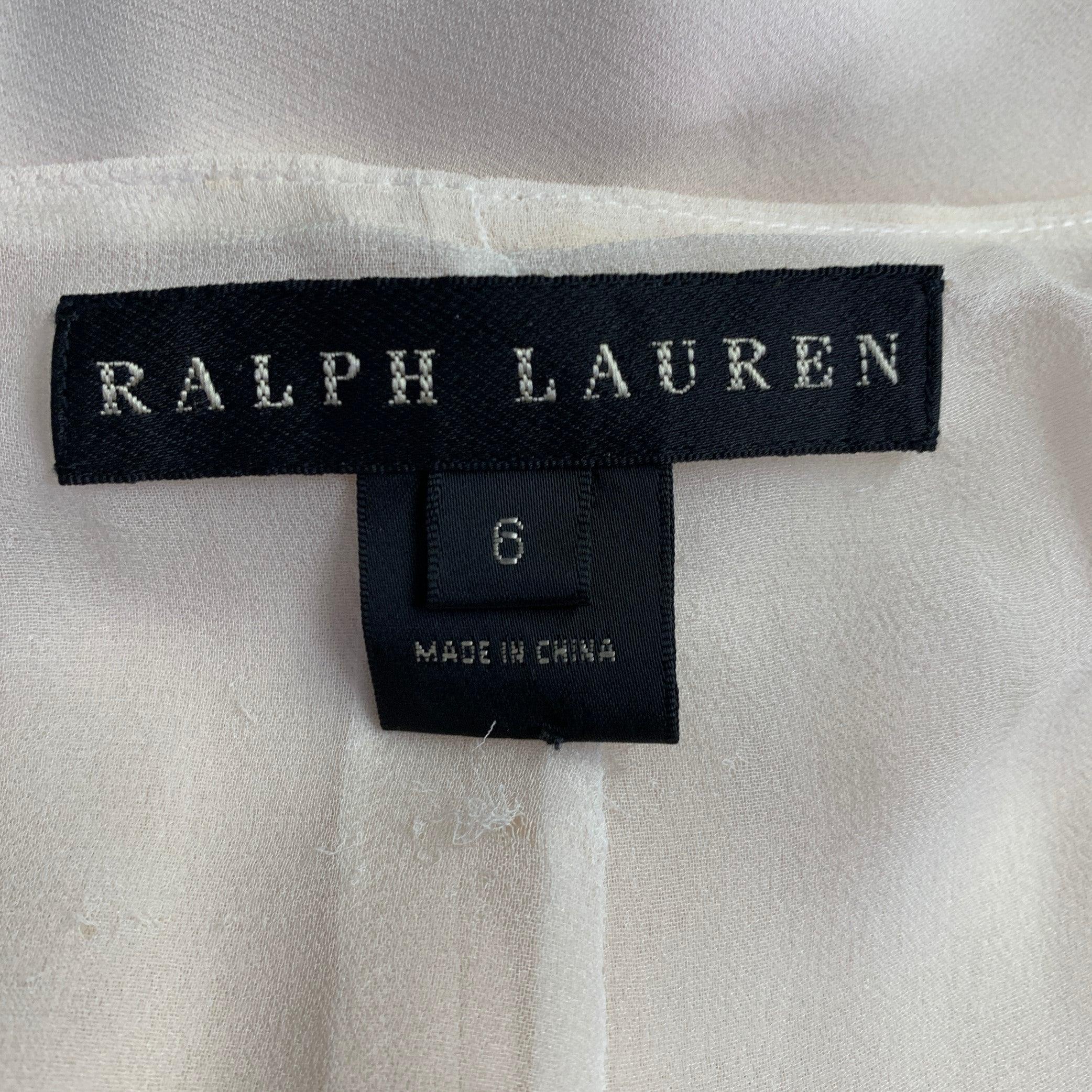 RALPH LAUREN Size 6 Cream Silk Wide Leg Dress Pants For Sale 4