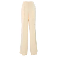 RALPH LAUREN Pantaloni a gamba larga in seta color crema taglia 6