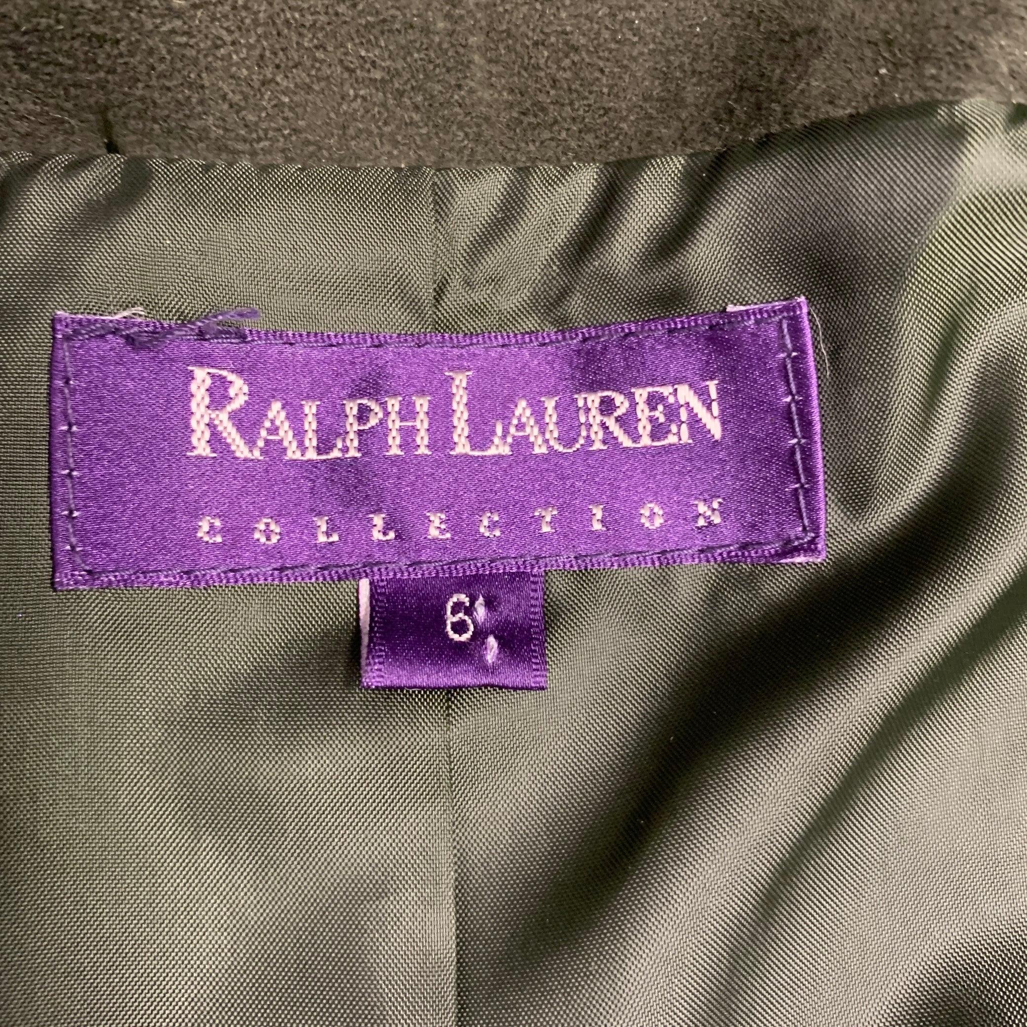 RALPH LAUREN Größe 6 Grüne plissierte einreihige Wildlederjacke aus Wildleder im Angebot 1