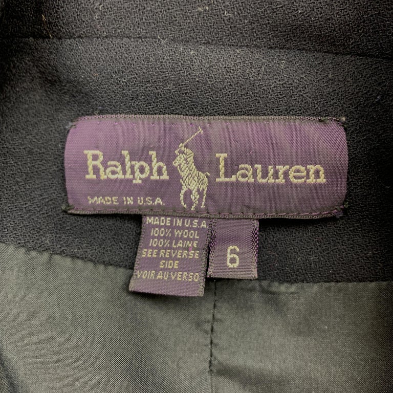 RALPH LAUREN Size 6 Navy Wool Double Breasted Gold Button Nautical Coat ...