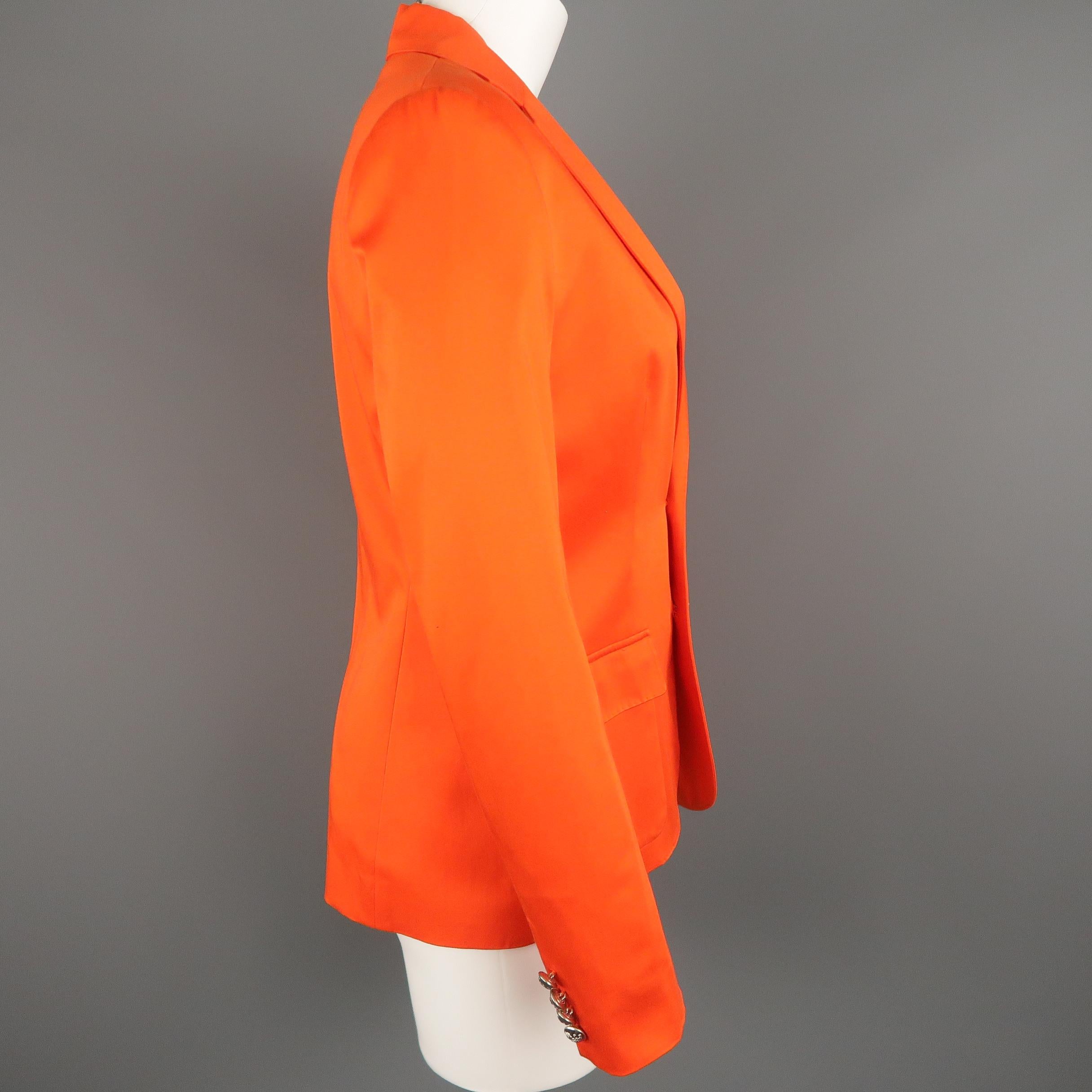Red RALPH LAUREN Size 6 Orange Cotton Silver Crest Blazer Jacket