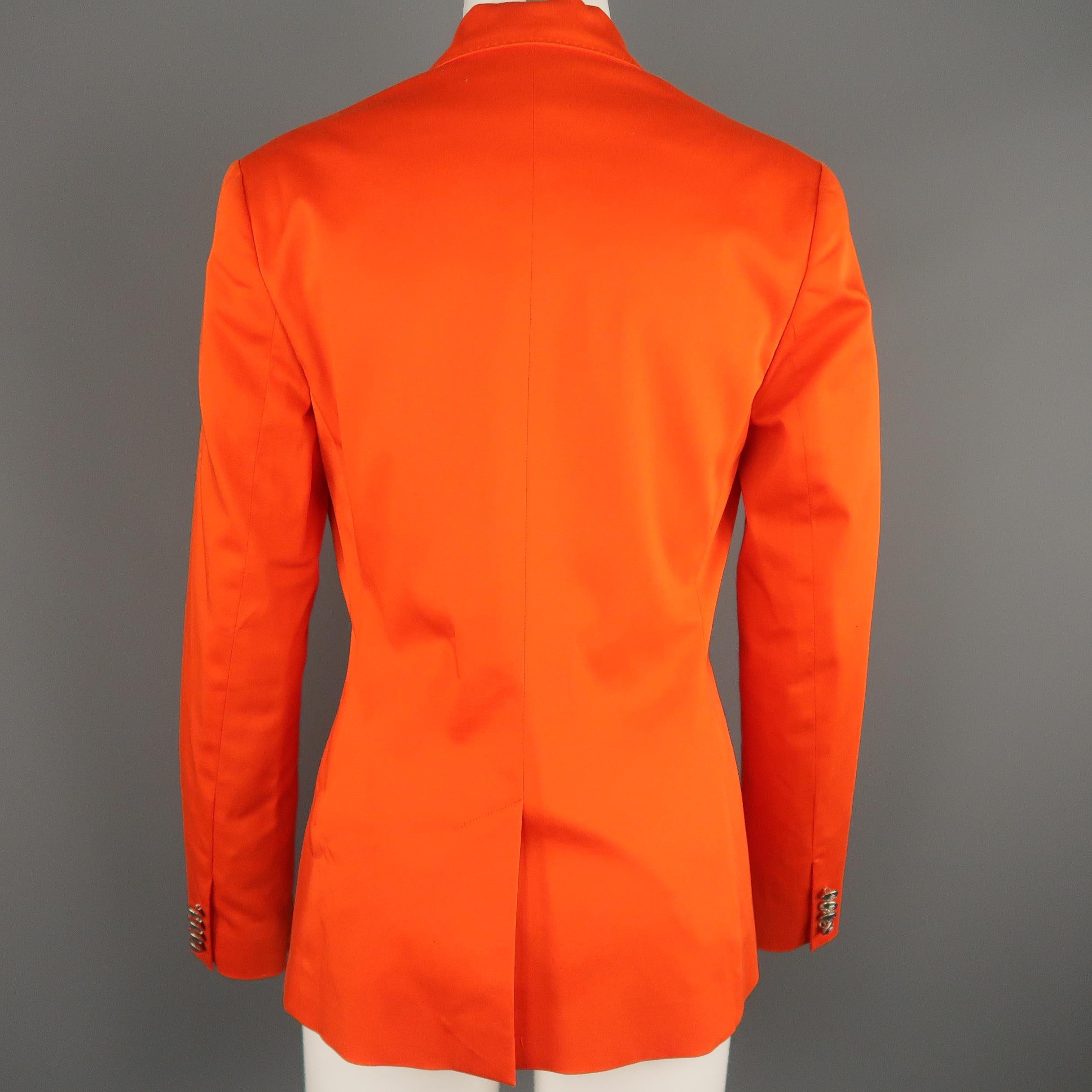 RALPH LAUREN Size 6 Orange Cotton Silver Crest Blazer Jacket In Excellent Condition In San Francisco, CA