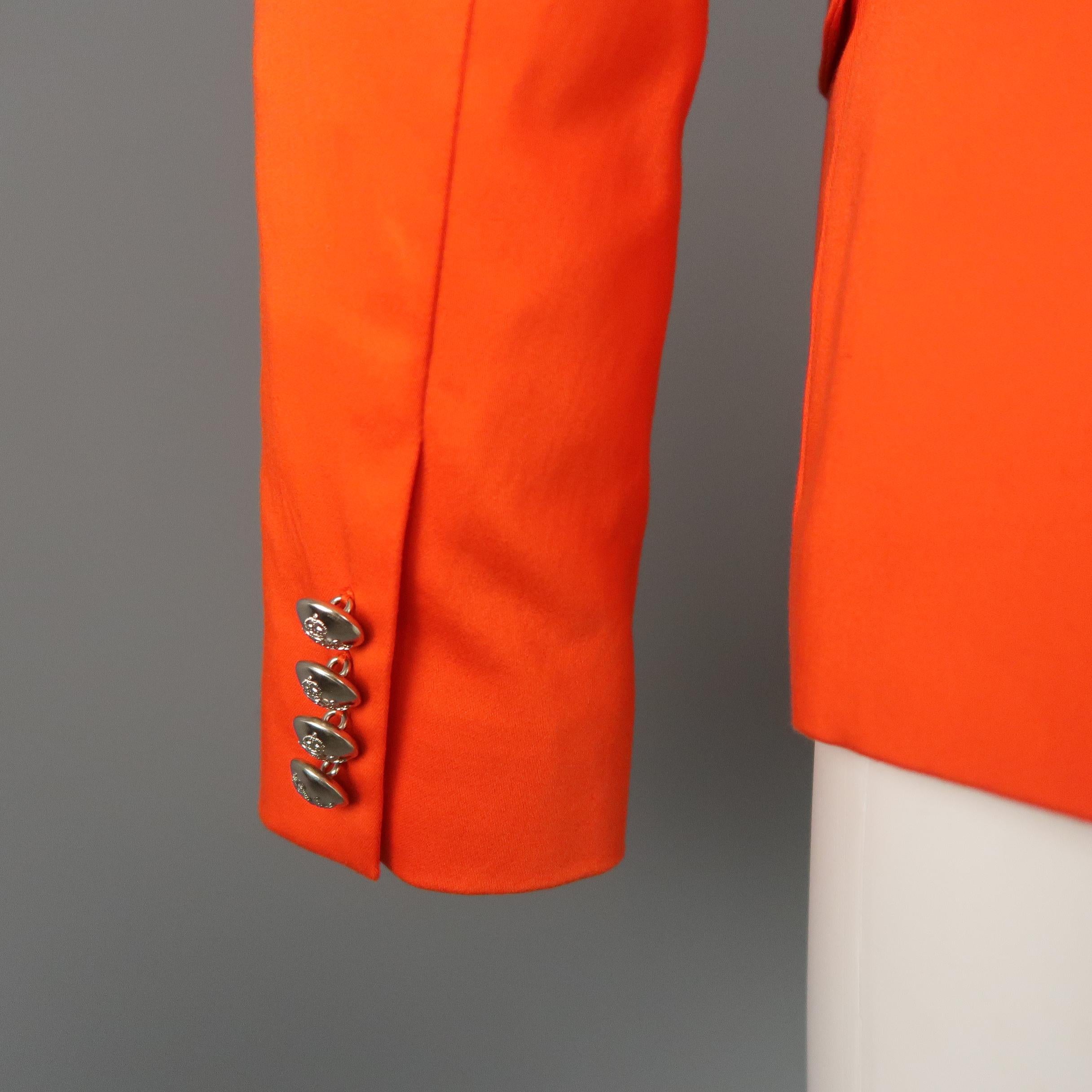 Women's RALPH LAUREN Size 6 Orange Cotton Silver Crest Blazer Jacket
