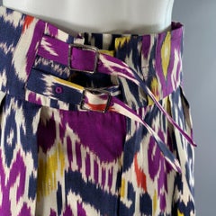 RALPH LAUREN Size 6 Purple Navy Mulberry Silk Ikat Bermuda Shorts