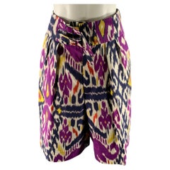RALPH LAUREN Size 6 Purple Navy Mulberry Silk Ikat Bermuda Shorts
