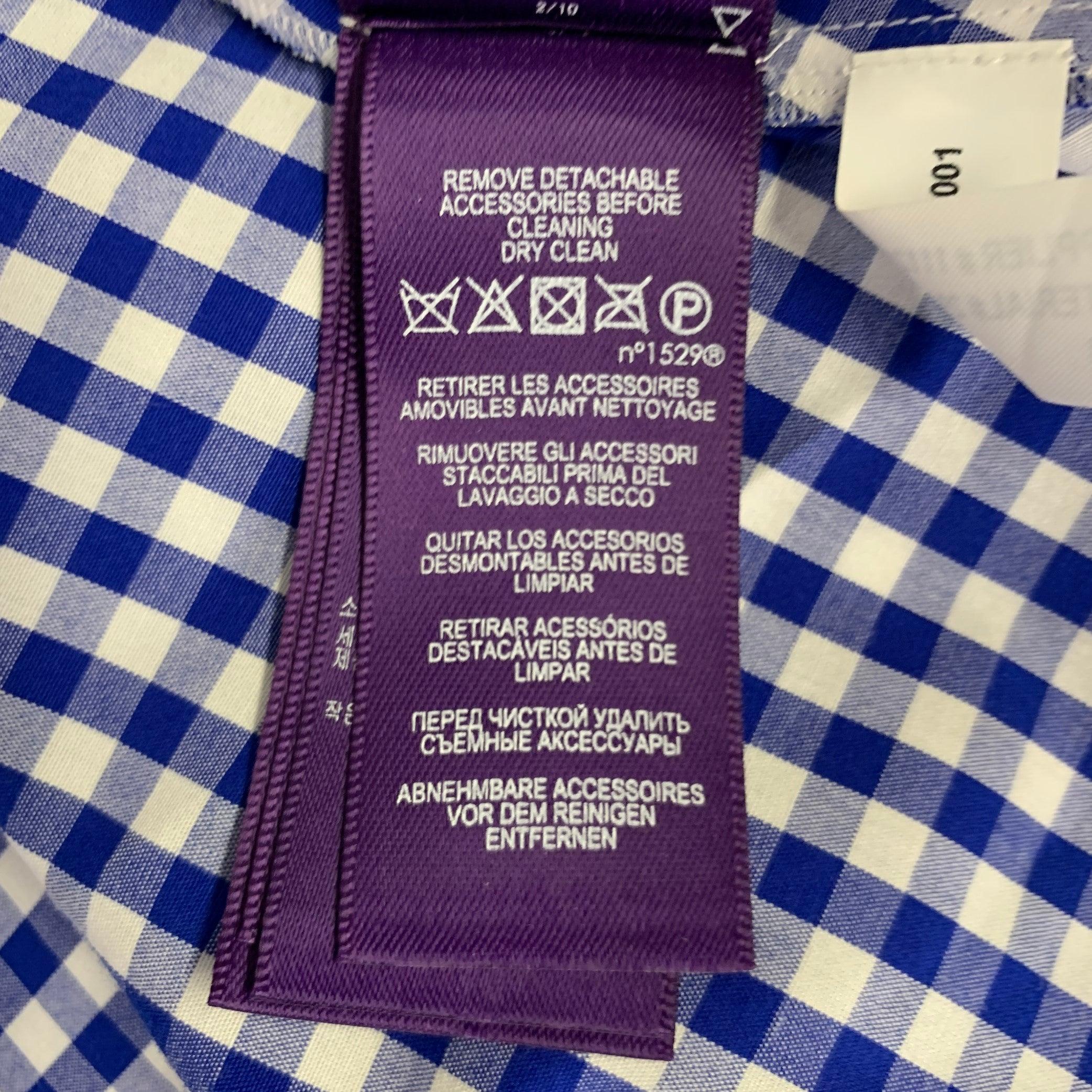 RALPH LAUREN Talla 6 -Rivera- Vestido de manga larga de algodón azul blanco y guinga en venta 2