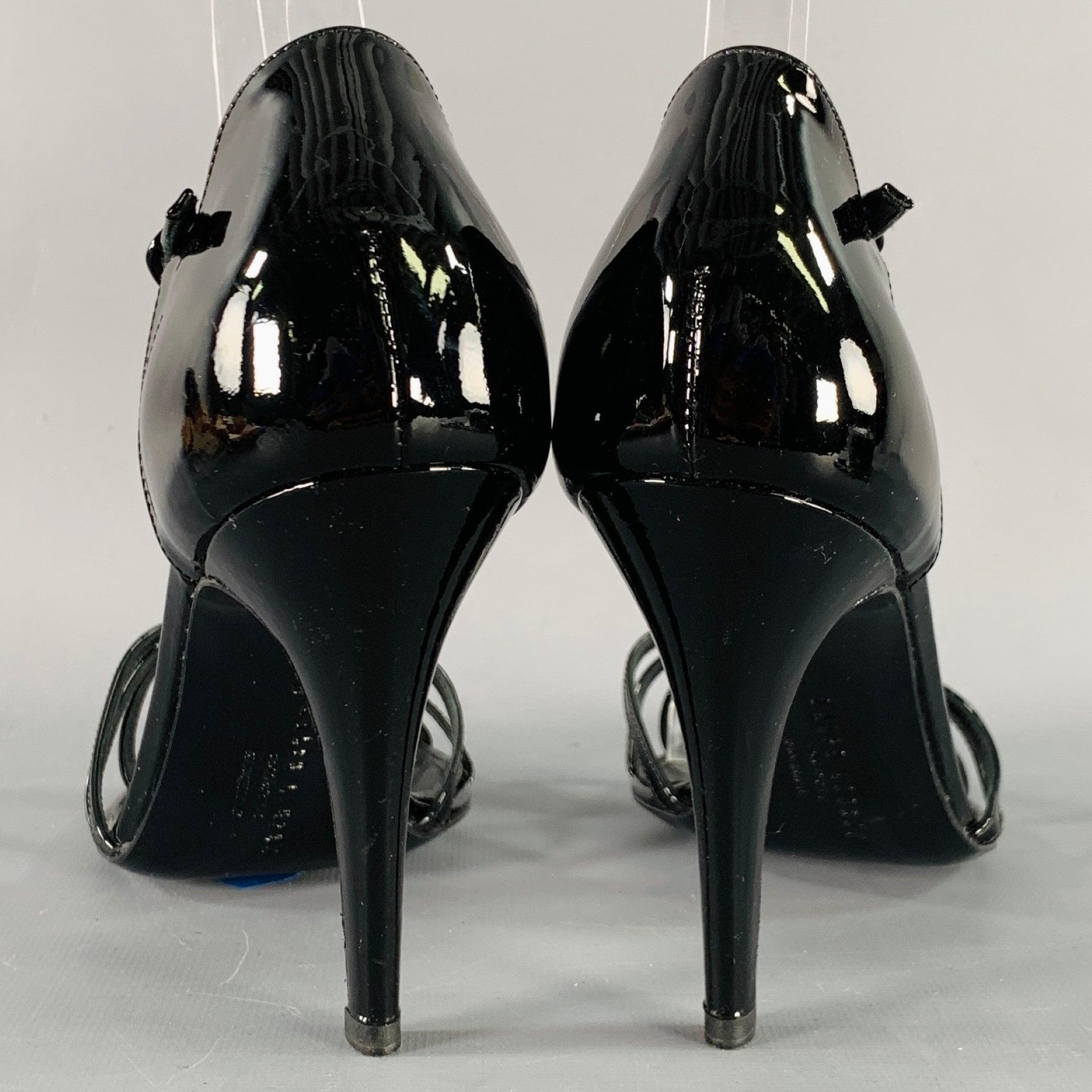 RALPH LAUREN Sandalias de tiras de charol negro talla 7.5 Negro en venta