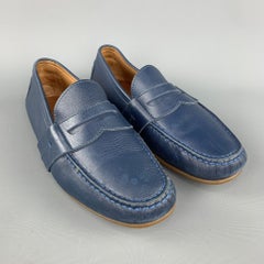 RALPH LAUREN Size 7.5 Navy Solid Leather Drivers Loafers