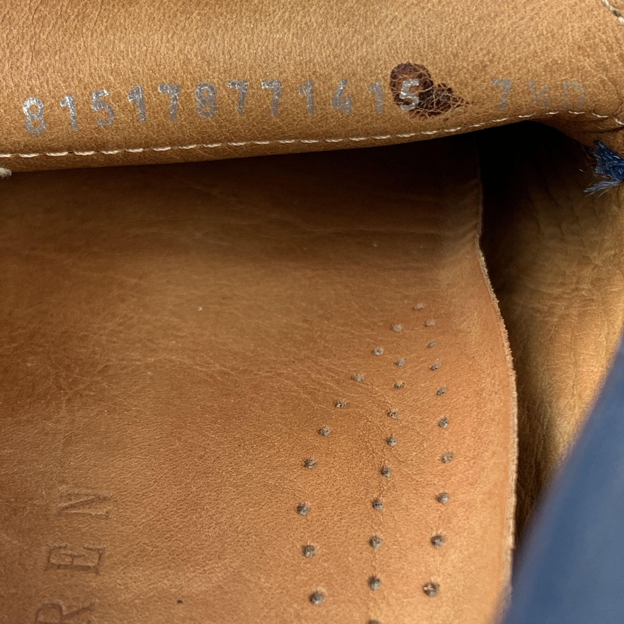 RALPH LAUREN Mocasines de cuero sólido azul marino talla 7,5 en venta 2