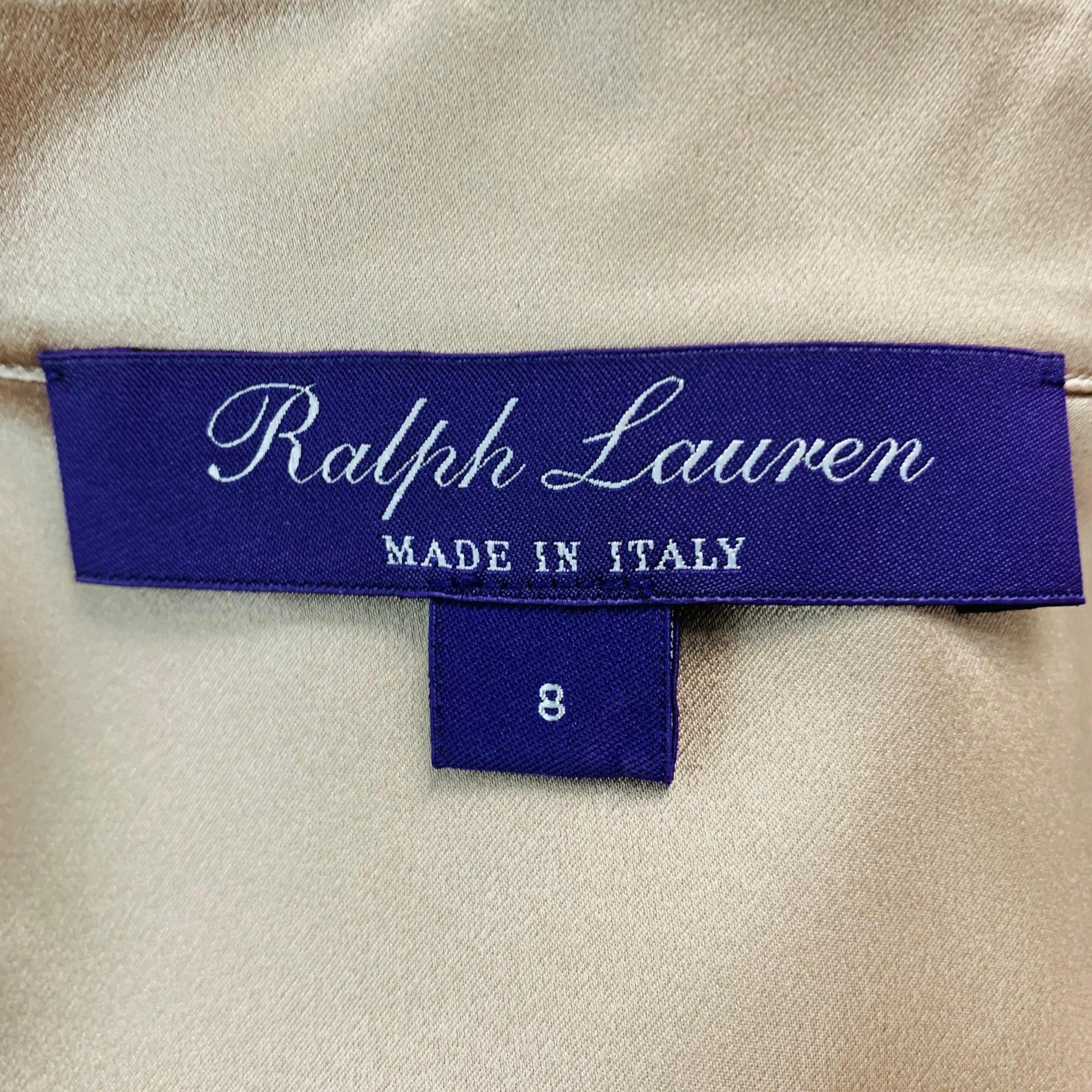 Women's RALPH LAUREN Size 8 Beige Silk Blouse Dress Top For Sale