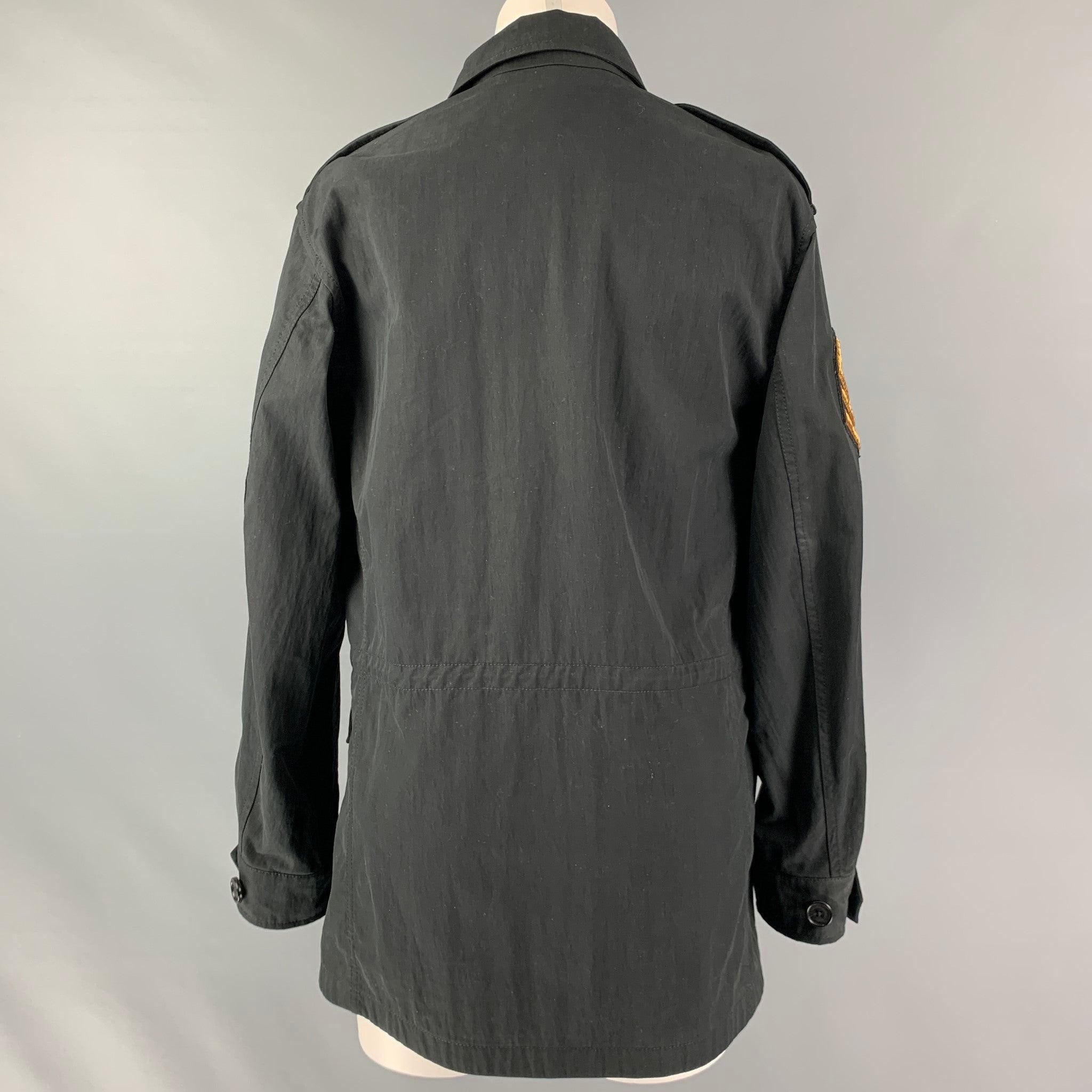 RALPH LAUREN Size 8 Black Cotton Blend Embellishment Jacket In Good Condition For Sale In San Francisco, CA