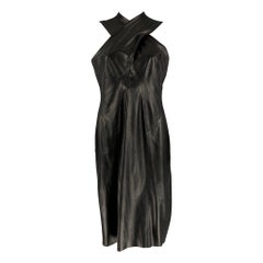 RALPH LAUREN Vestito senza maniche in pelle d'agnello nera taglia 8