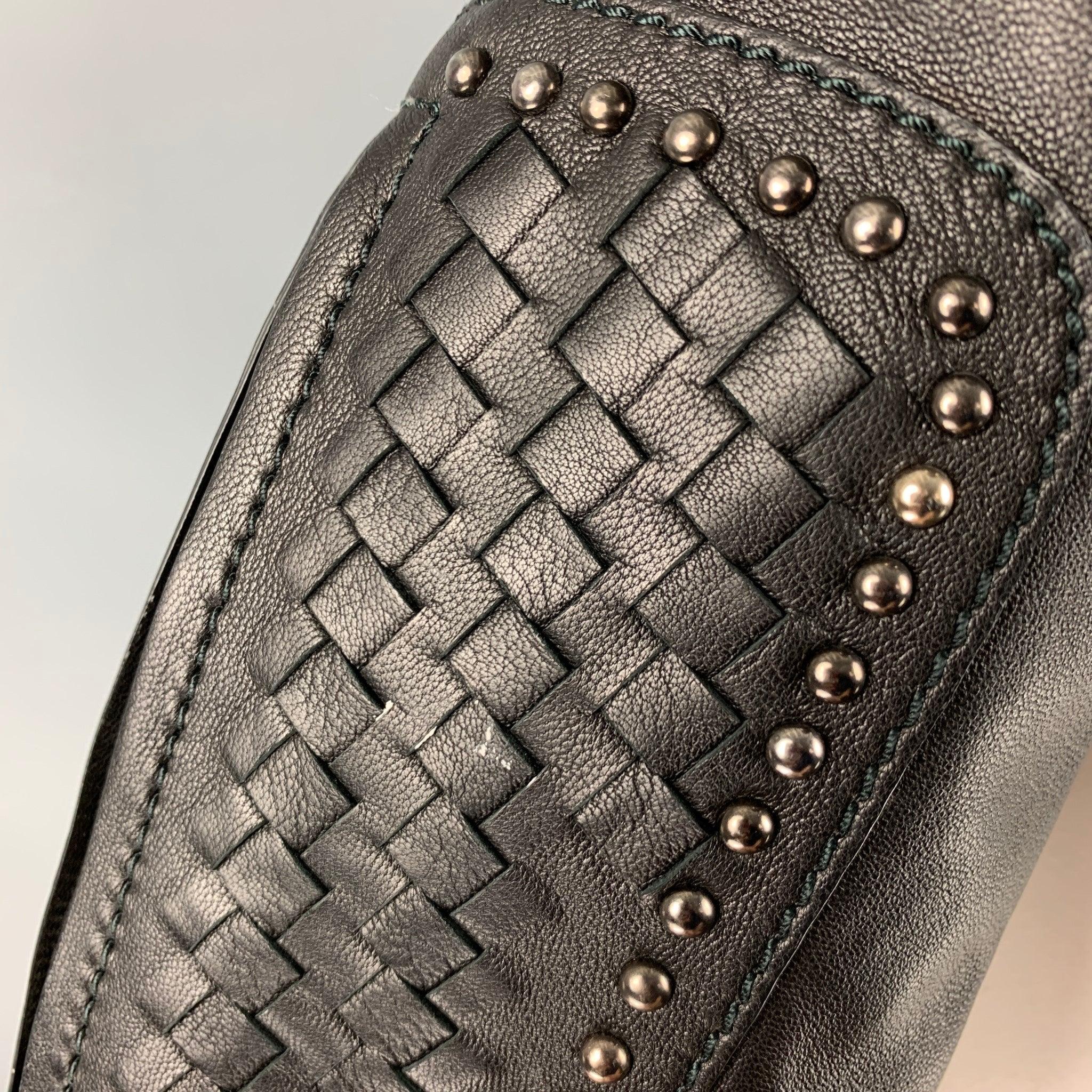 RALPH LAUREN Size 8 Black Studded Leather Zip Up Jacket For Sale 1