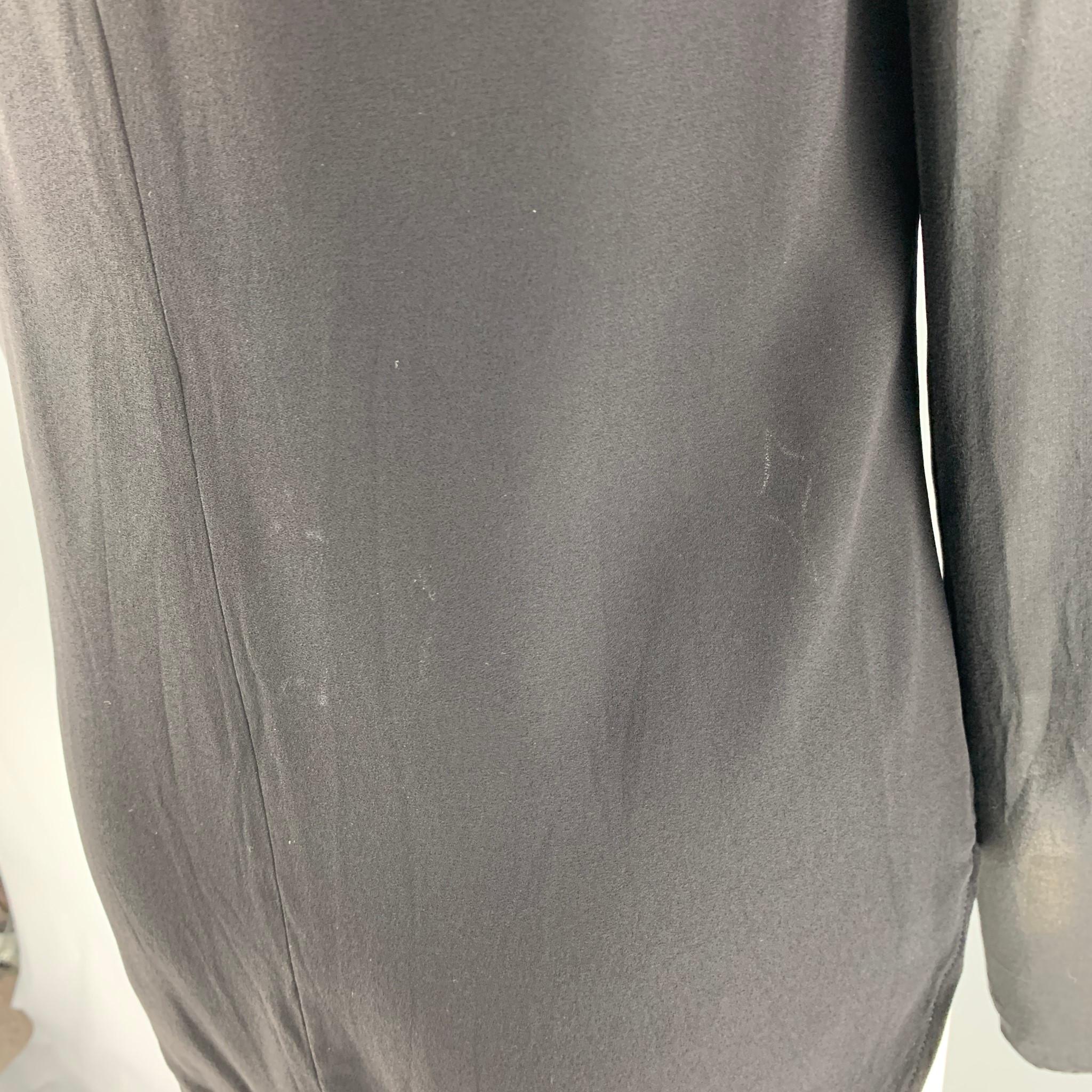 RALPH LAUREN Size 8 Black Viscose & Acetate Solid Long Sleeve Blouse In Good Condition In San Francisco, CA