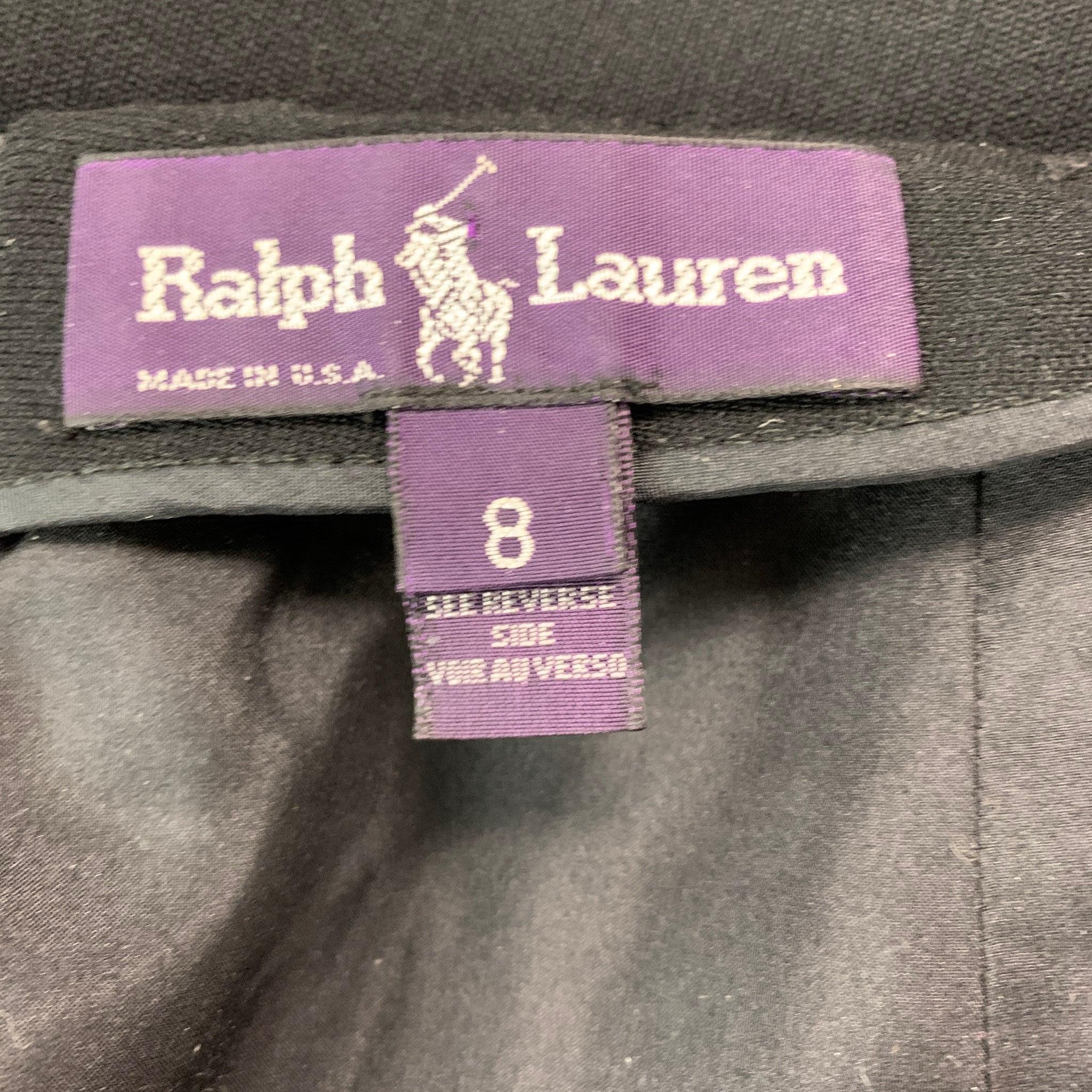 RALPH LAUREN Taille 8 - Jupe crayon en laine noire en dessous du genou Excellent état - En vente à San Francisco, CA