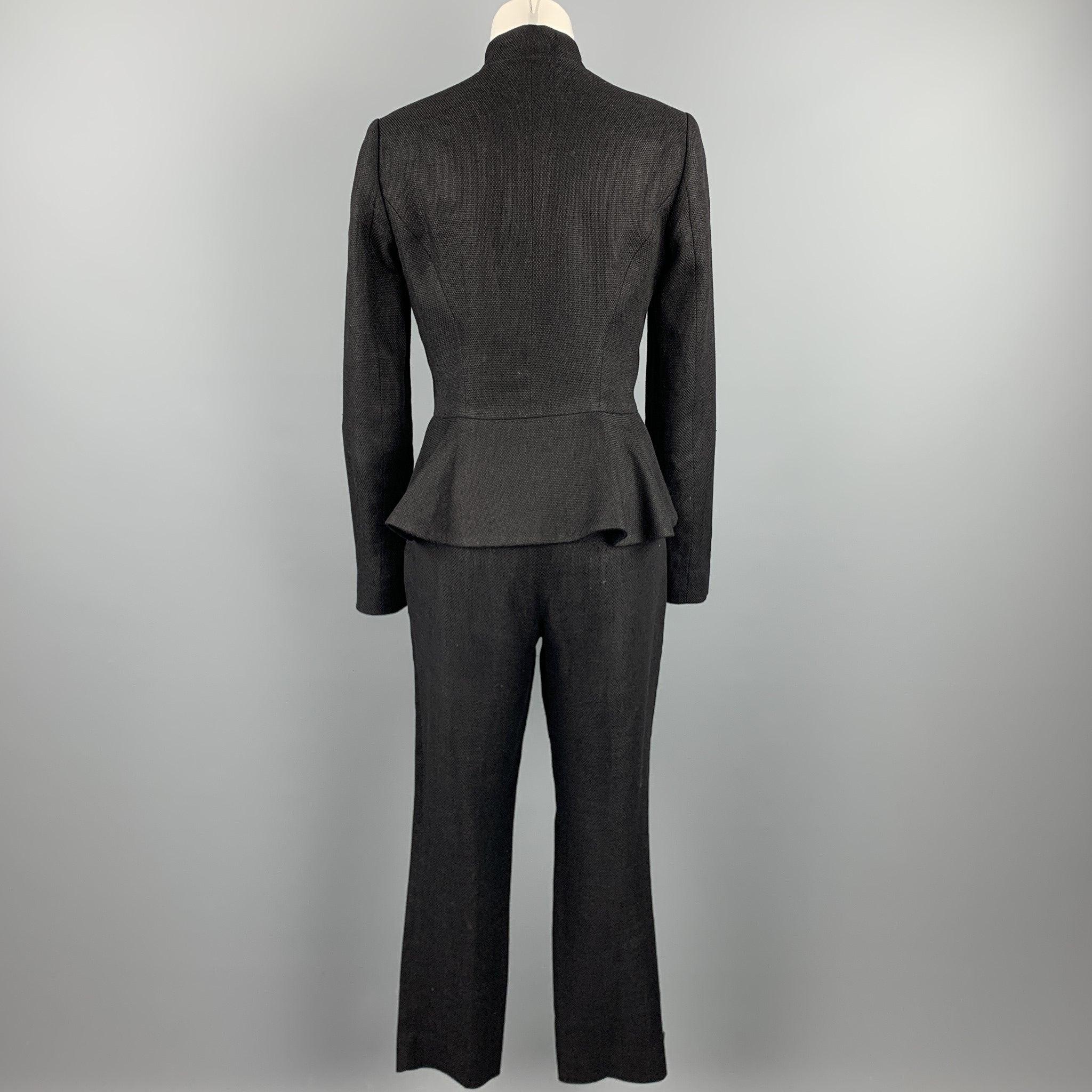 RALPH LAUREN Size 8 Black Woven Linen / Cotton Pants Set In Good Condition For Sale In San Francisco, CA