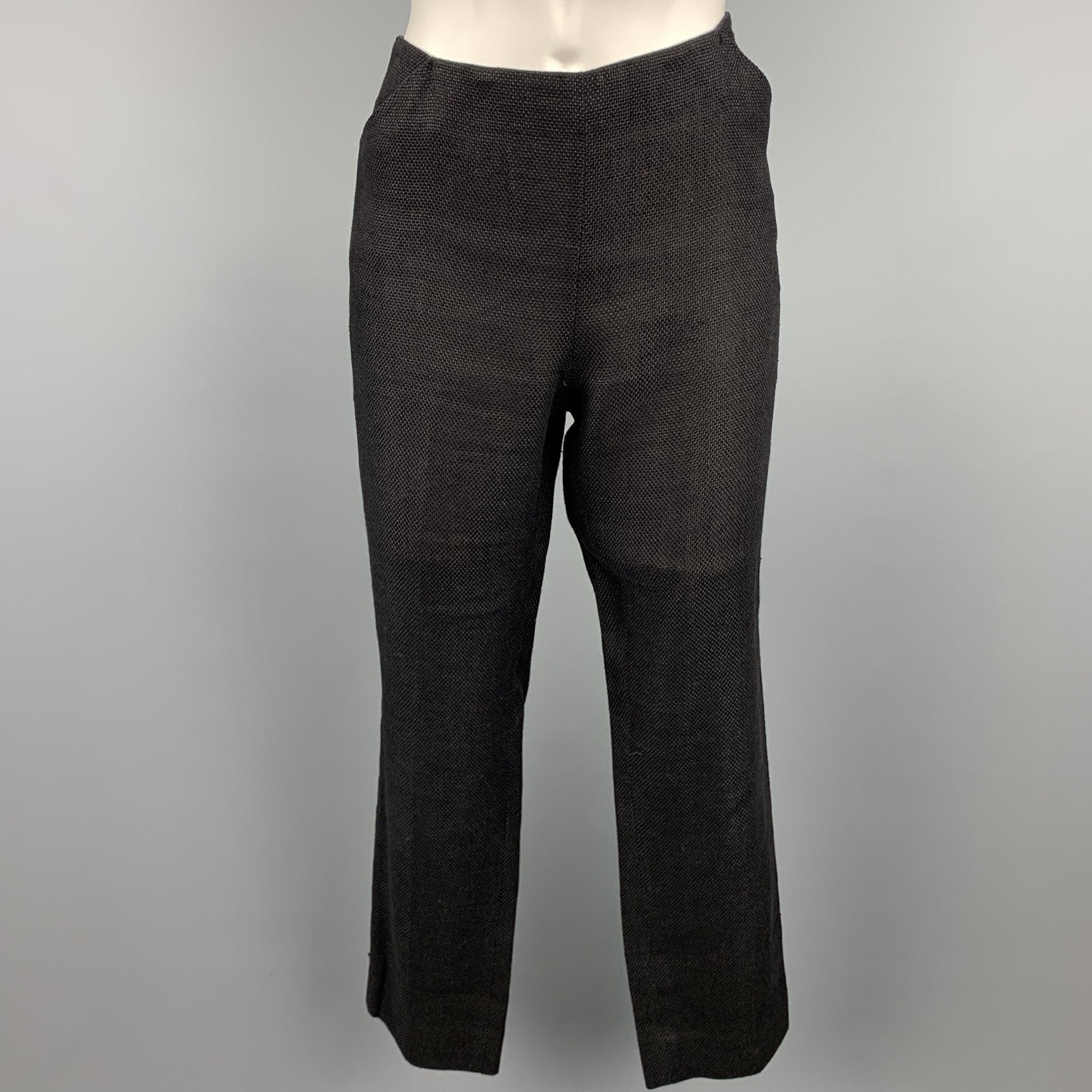 RALPH LAUREN Size 8 Black Woven Linen / Cotton Pants Set For Sale 1