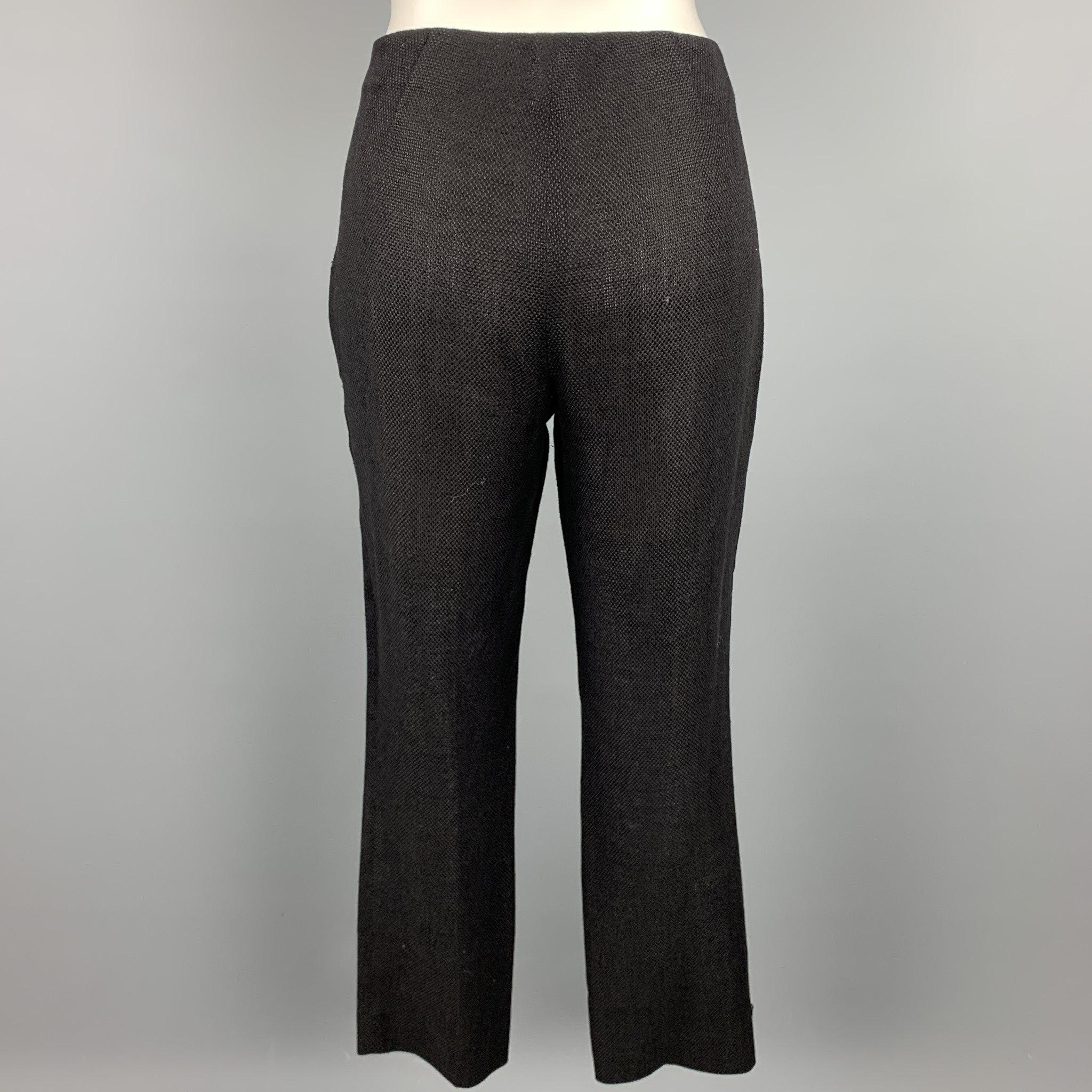 RALPH LAUREN Size 8 Black Woven Linen / Cotton Pants Set For Sale 2