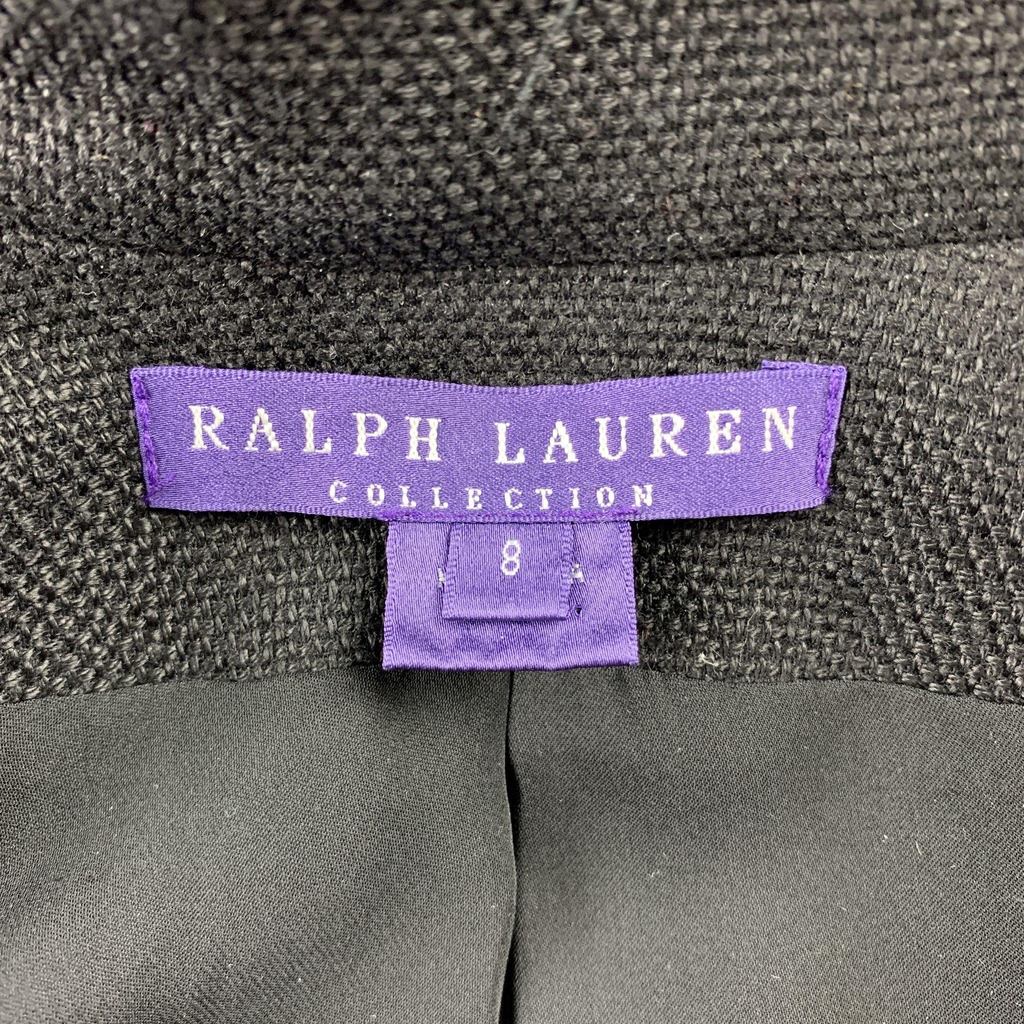 RALPH LAUREN Size 8 Black Woven Linen / Cotton Pants Set For Sale 3