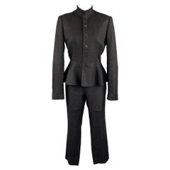 RALPH LAUREN Taglia 8 Set di pantaloni neri in lino e cotone intrecciato