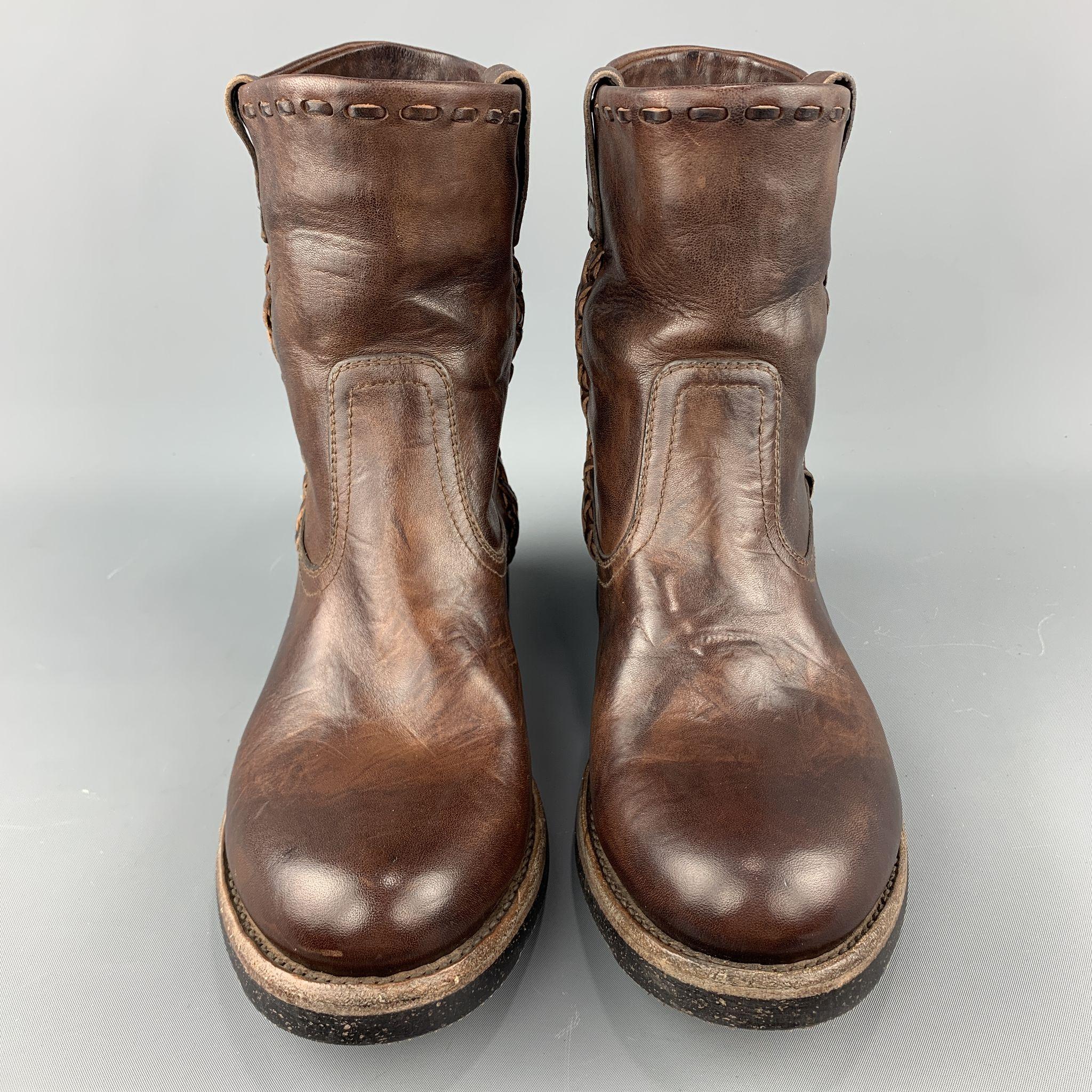 Men's RALPH LAUREN Size 8 Brown Antique Leather Pull On Boots
