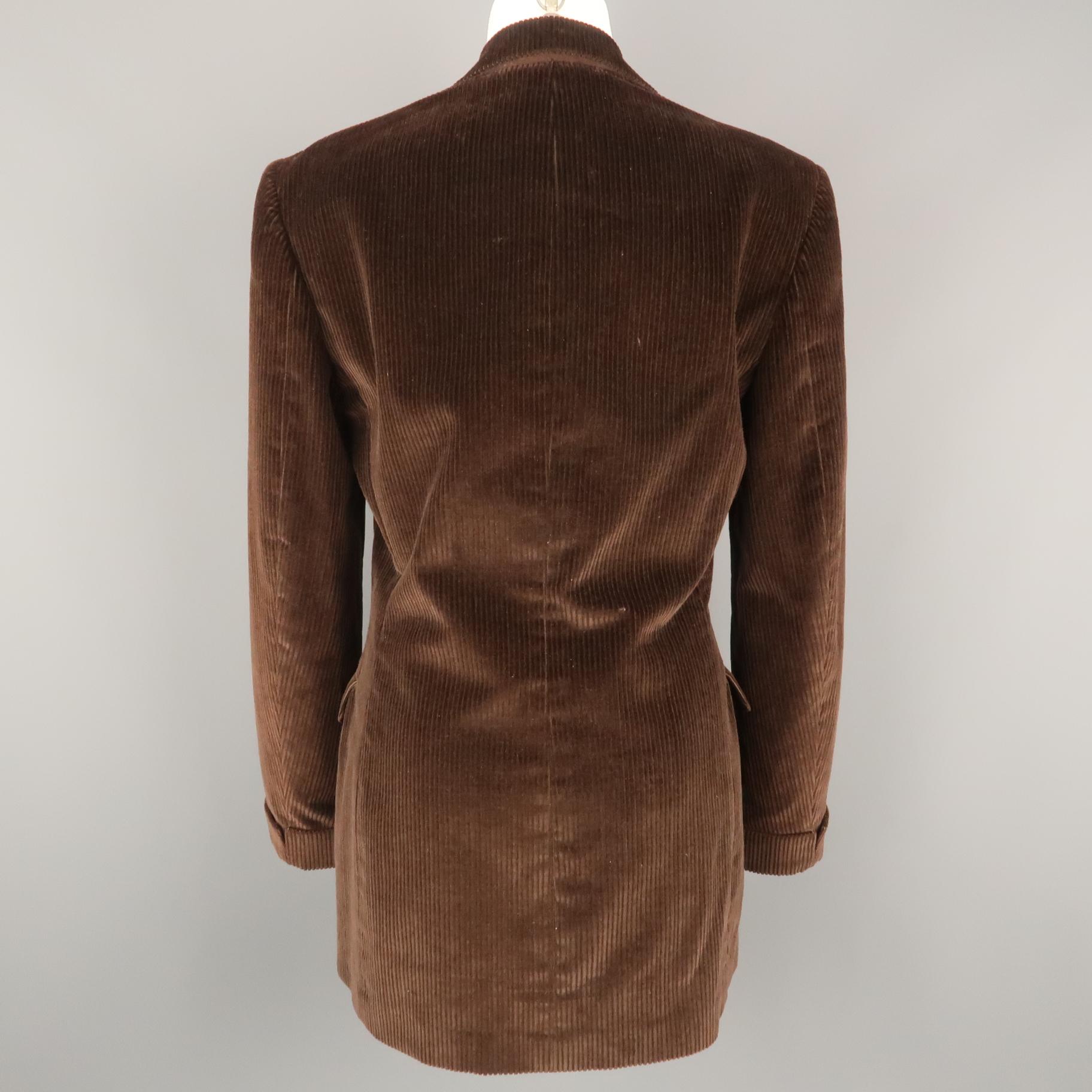 Women's or Men's RALPH LAUREN Size 8 Brown Corduroy Double Breasted Peak Lapel Jacket