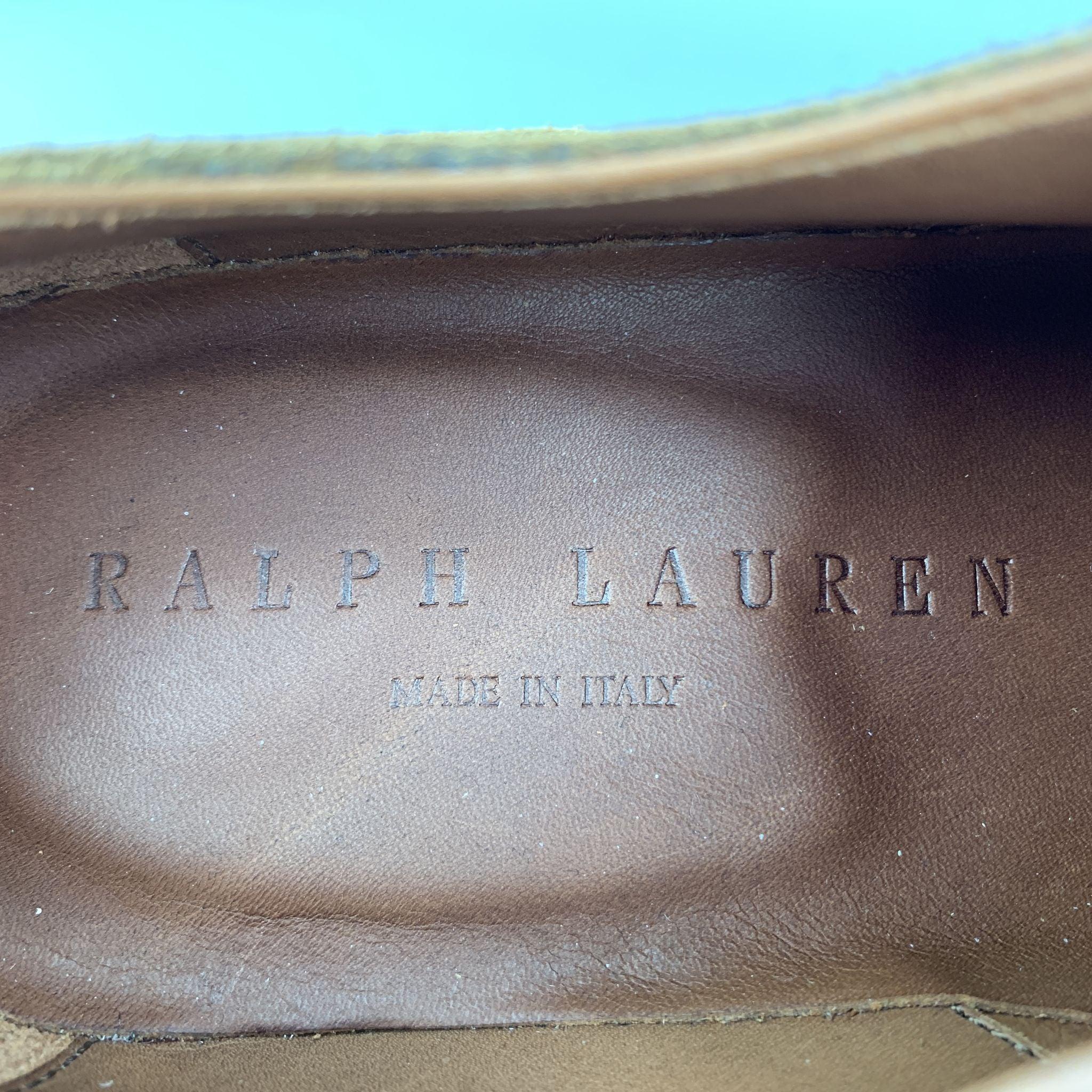 RALPH LAUREN Size 8 Brown Perforated Suede Wingtip Lace Up Shoes For Sale 4