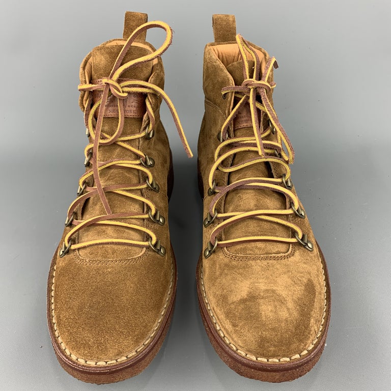 RALPH LAUREN Size 8 Brown Suede Lace Up Crepe Sole Boots at 1stDibs