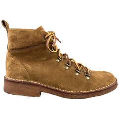 Used RALPH LAUREN Size 8 Brown Suede Lace Up Crepe Sole Boots