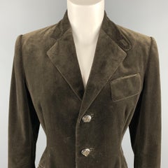 RALPH LAUREN Größe 8 Brauner Blazer aus Samt mit drei Knöpfen