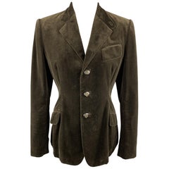 RALPH LAUREN Size 8 Brown Velvet Three Button Blazer