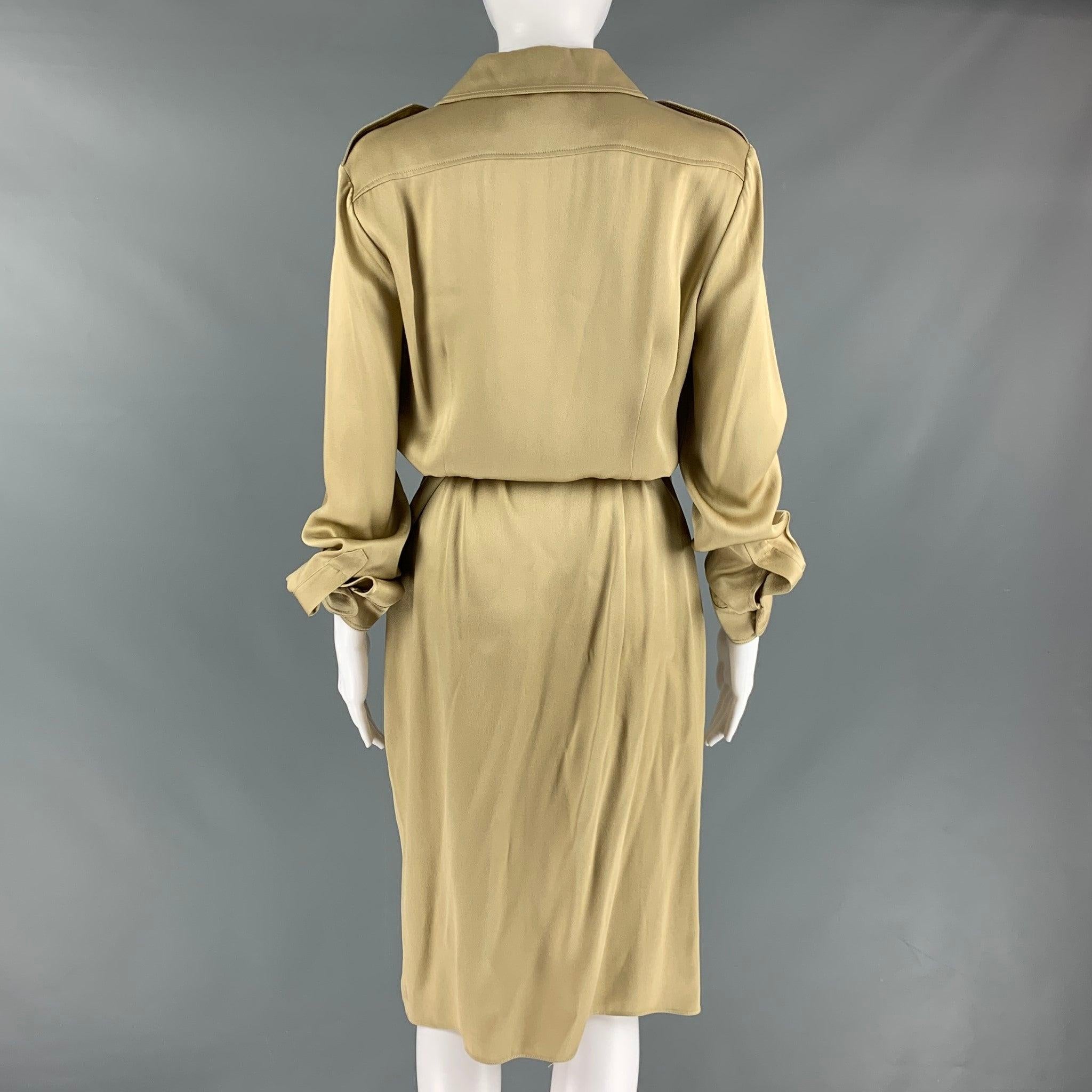 Women's RALPH LAUREN Size 8 Gold Viscose  Acetate Faux wrap Dress For Sale