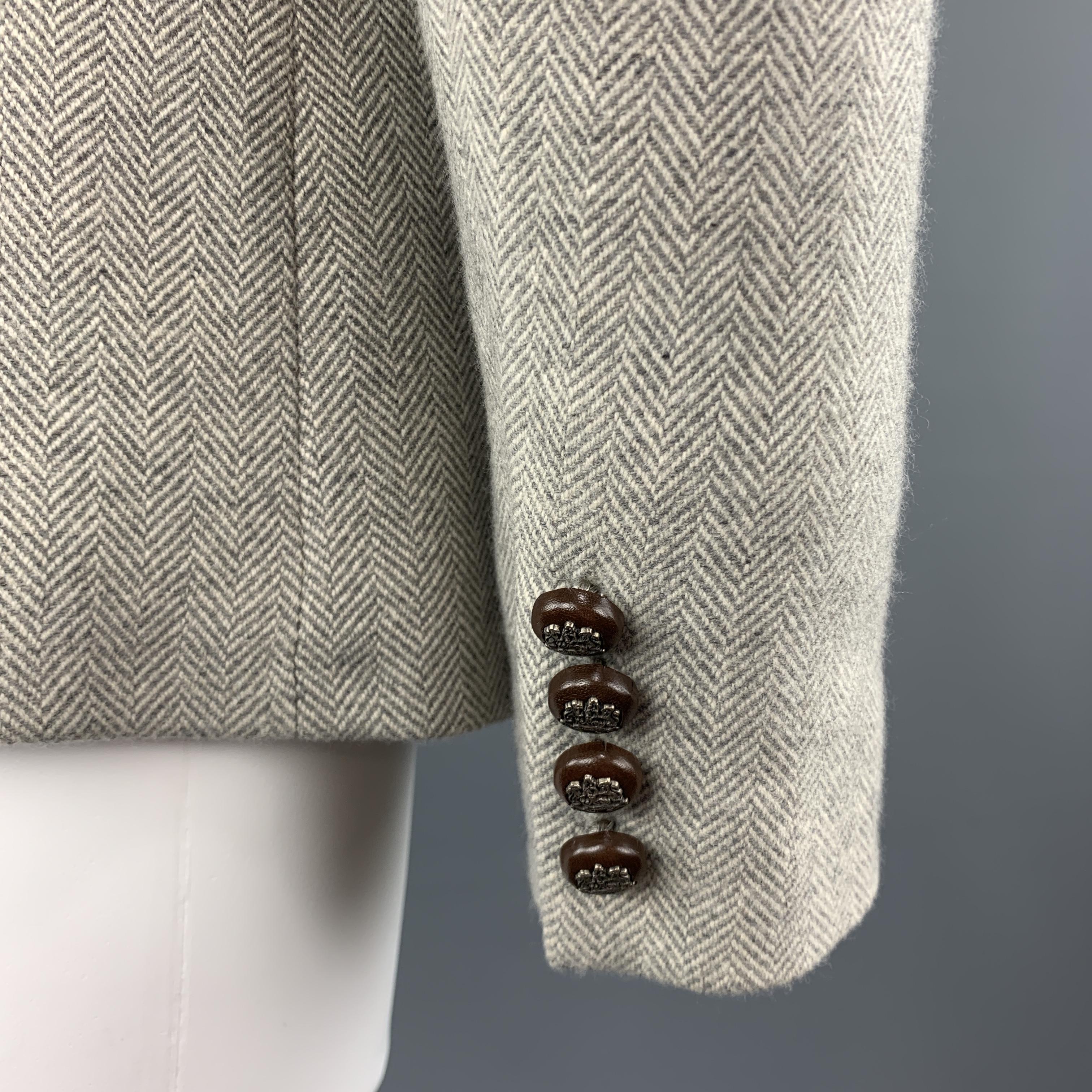 RALPH LAUREN Size 8 Gray Herringbone Wool Single Button Blazer In Excellent Condition In San Francisco, CA