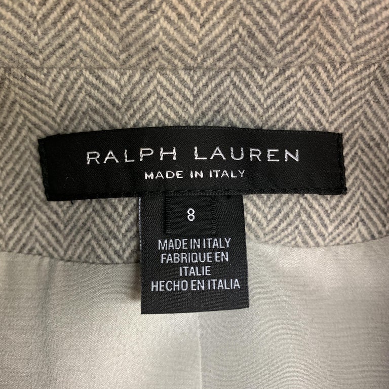 RALPH LAUREN Size 8 Gray Herringbone Wool Single Button Blazer at 1stDibs